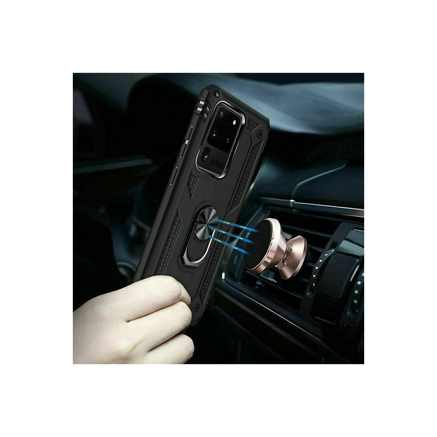 Samsung Galaxy S20 noir, support/béquille magnétique/support/béquille rotatif à 360 degrés en métal, qualité militaire, étui robuste