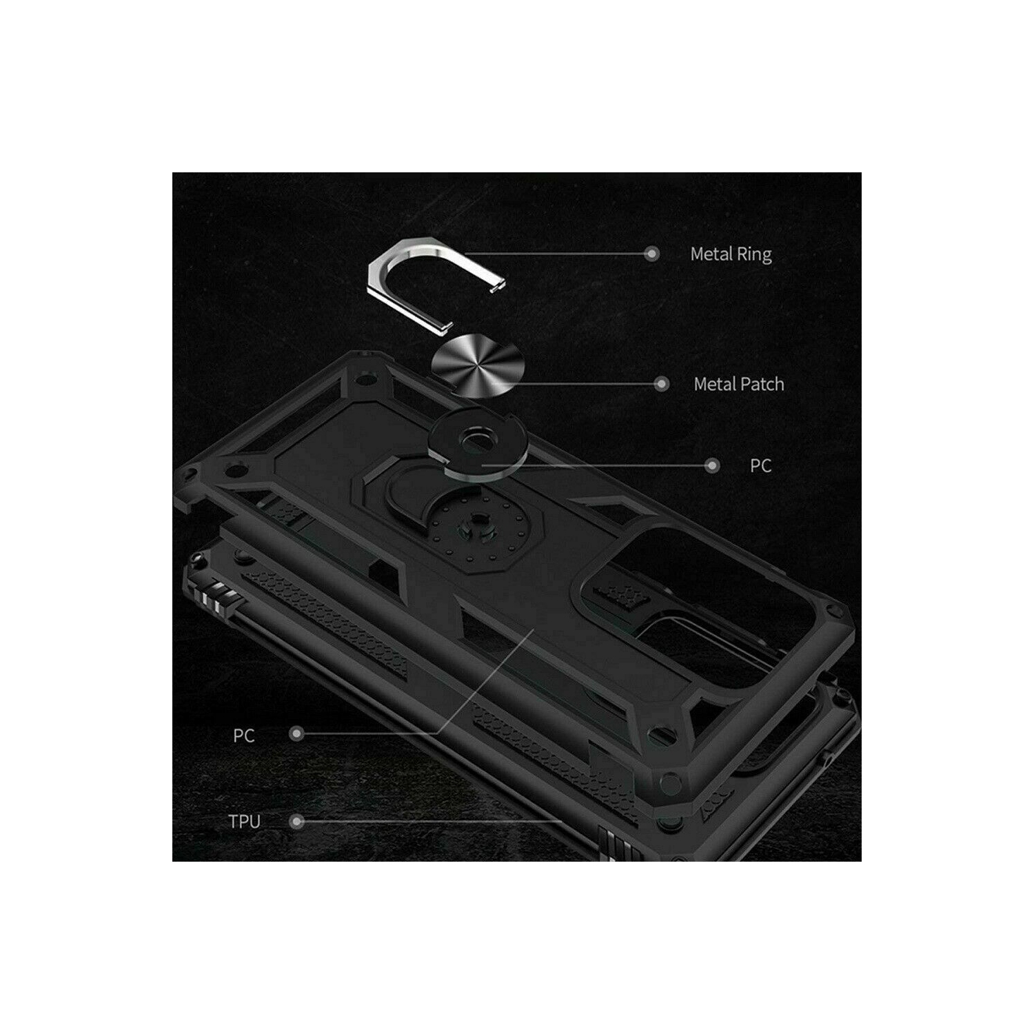 Samsung Galaxy S20 noir, support/béquille magnétique/support/béquille rotatif à 360 degrés en métal, qualité militaire, étui robuste