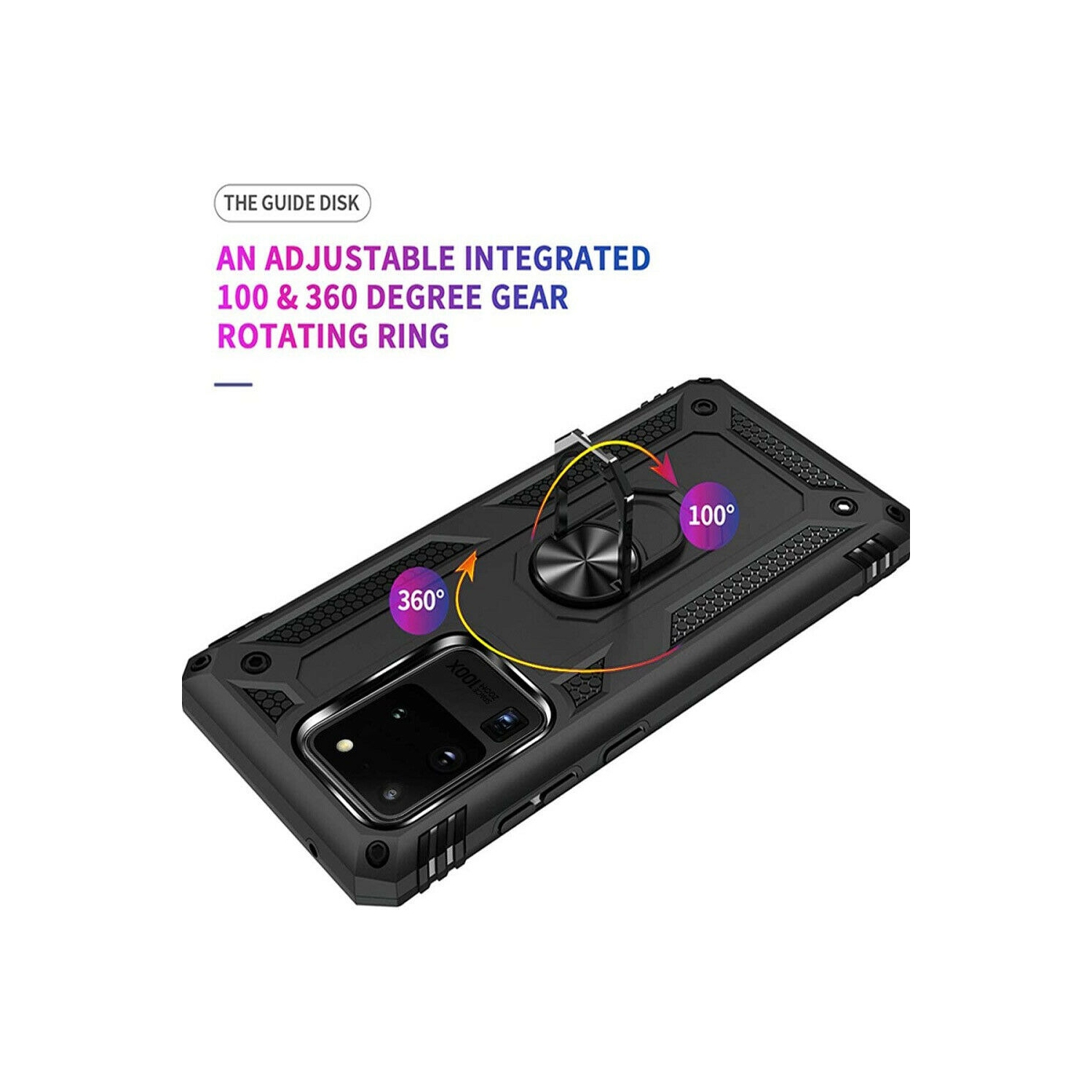 Samsung Galaxy S20 noir, support/béquille magnétique/support/béquille rotatif à 360 degrés en métal, qualité militaire, étui robuste