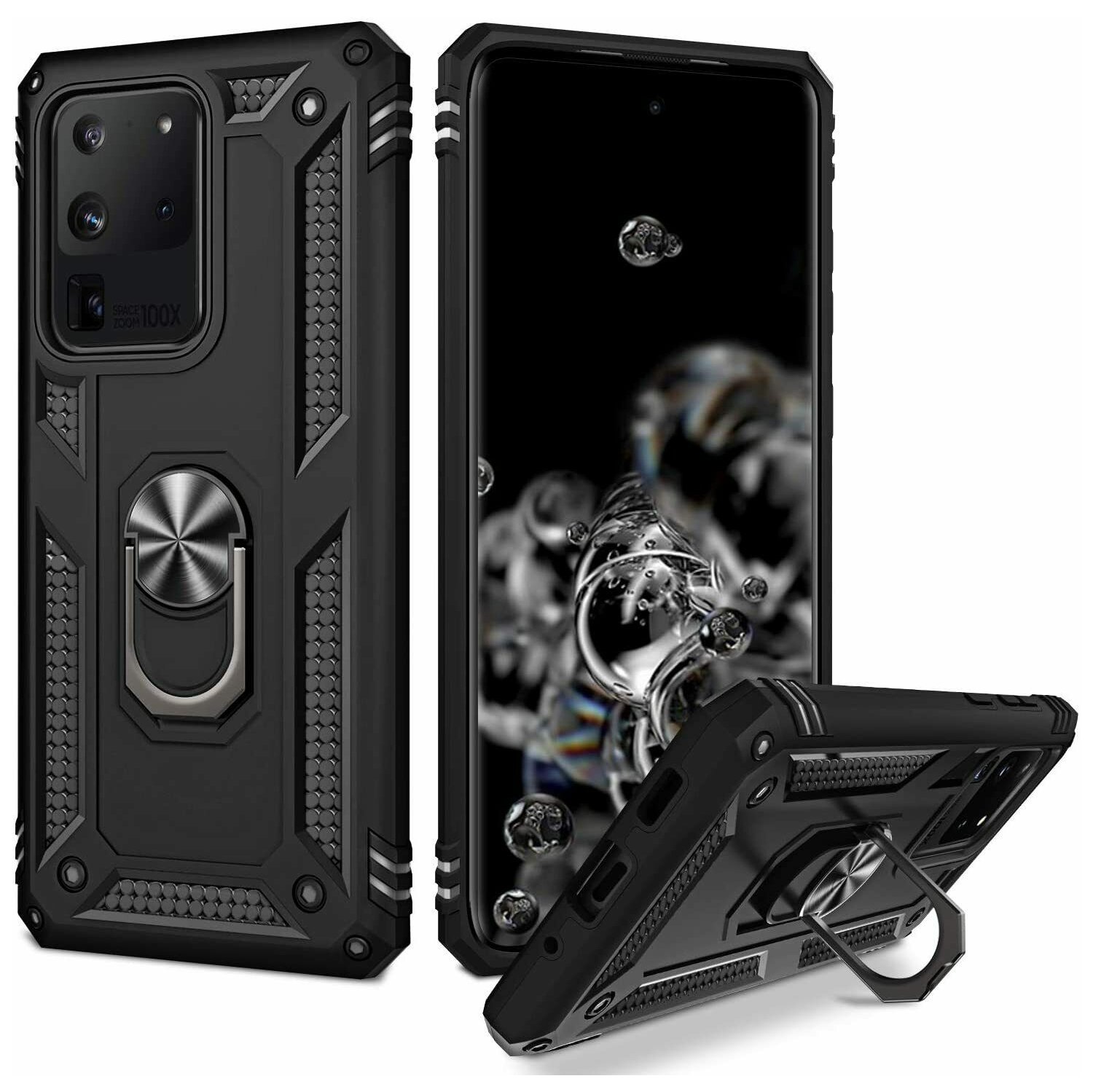 Samsung Galaxy S20 noir, support/béquille magnétique/support/béquille rotatif à 360 degrés en métal, qualité militaire, étui robuste