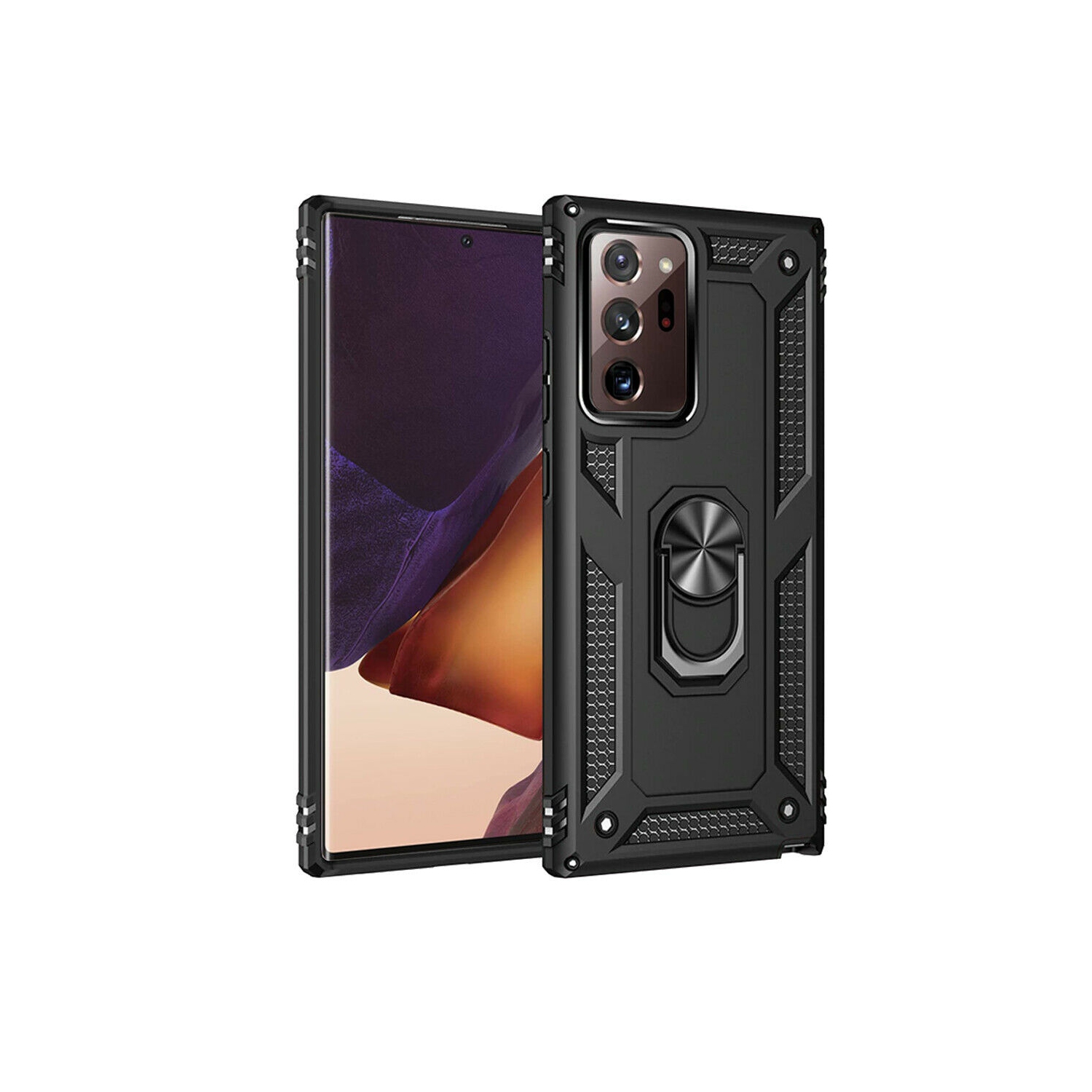 Support de fixation magnétique en métal pivotant à 360 degrés pour l’auto Galaxy Note20 de Samsung - Noir militaire - béquille robuste