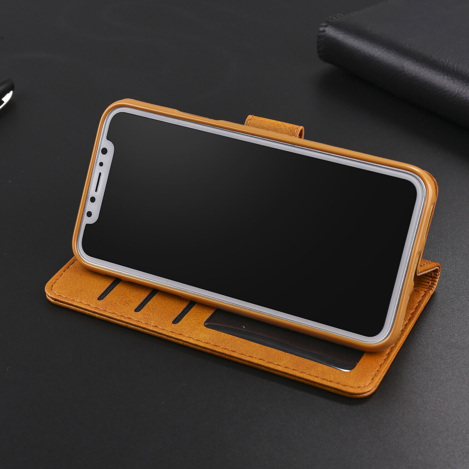 Apple iPhone 11 Pro Brown SupRShield Wallet Leather Card Holder Flip Protective Shockproof Magnetic Case Cover