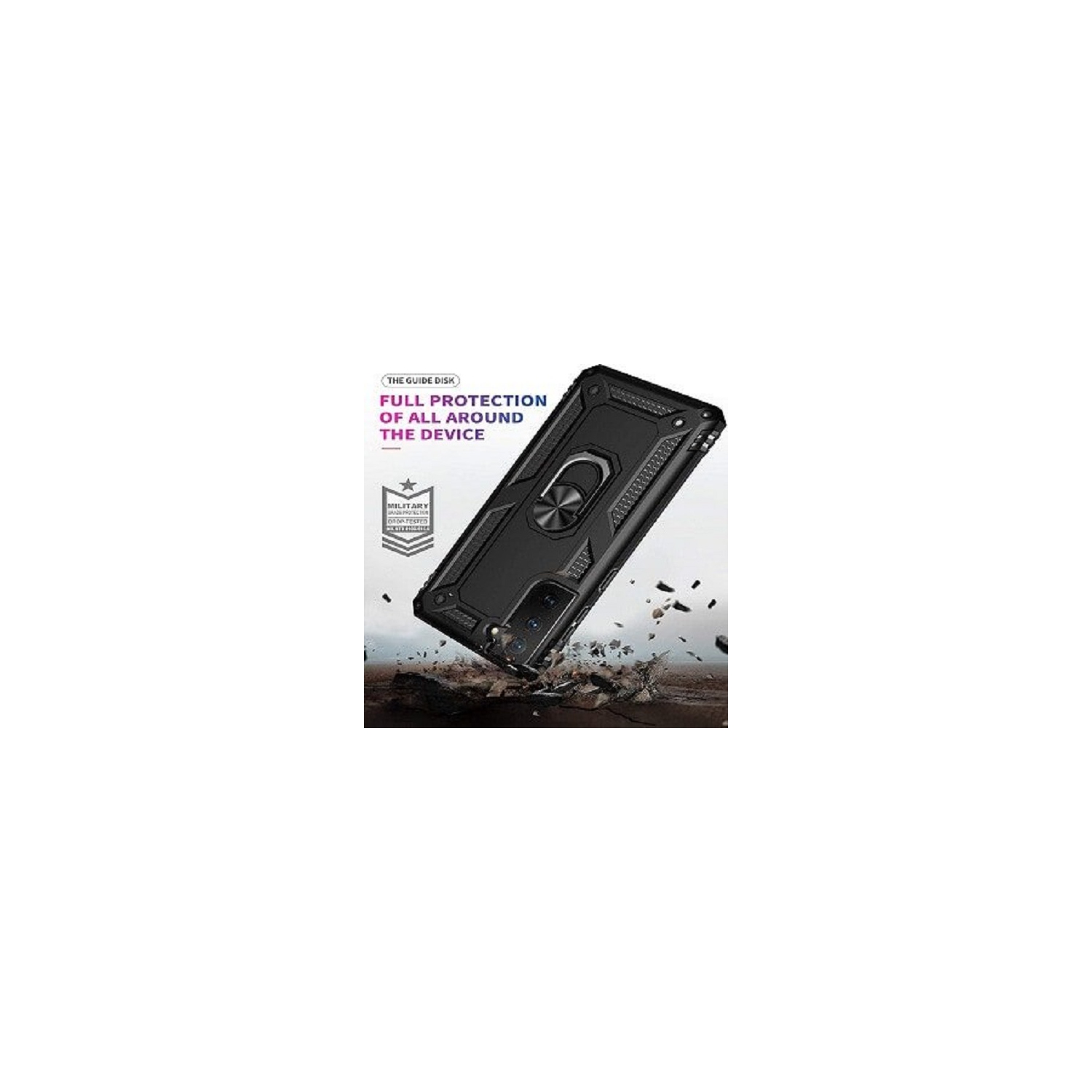 Samsung Galaxy S21 plus Or rose militaire 360 degrés avec support à anneau magnétique rotatif et béquille pour l’auto de qualité militaire, étui