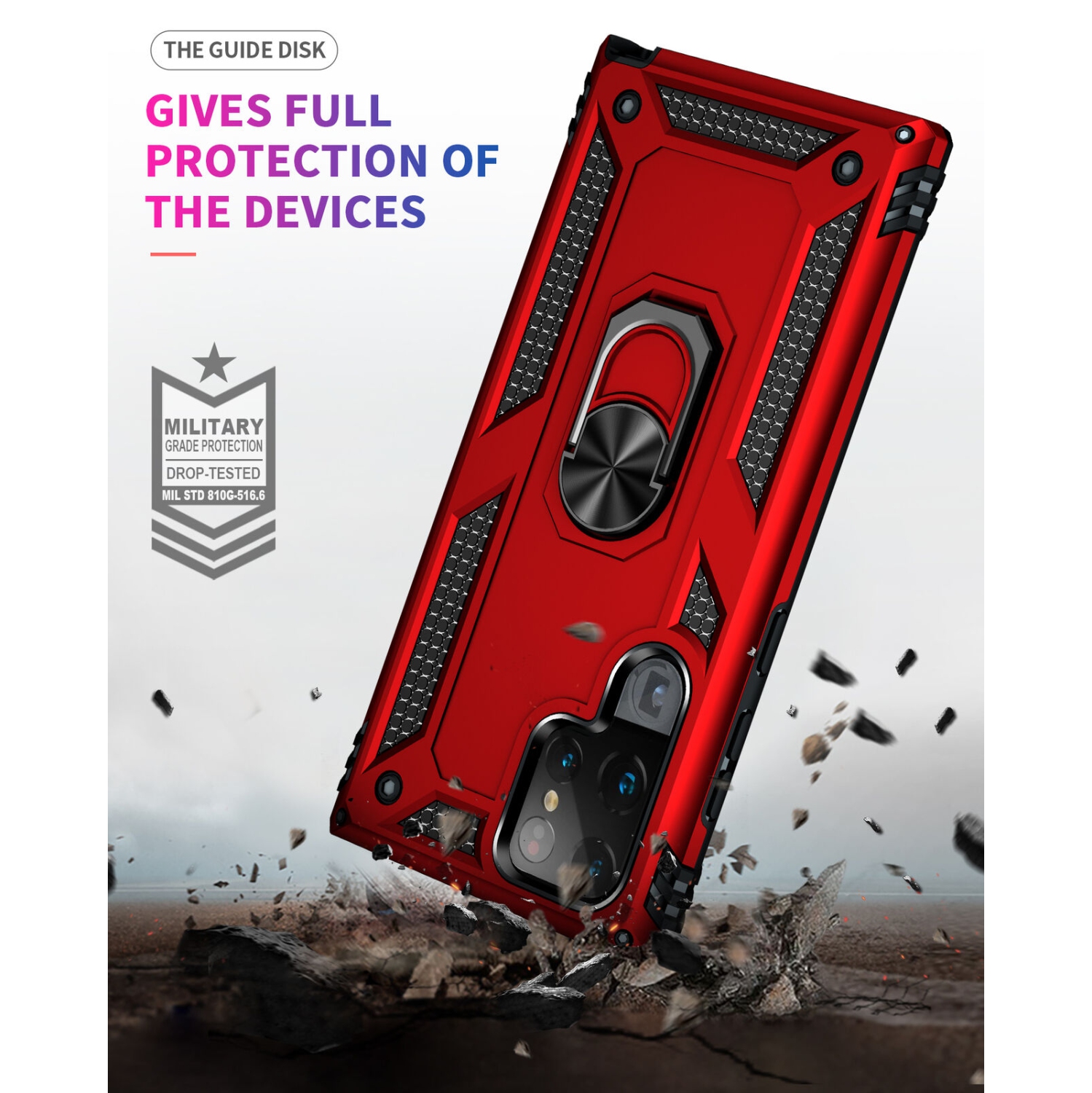 Étui pour Galaxy S22 5G de Samsung avec support magnétique rotatif à 360 degrés en métal rose doré de qualité militaire. Étui robuste antichoc