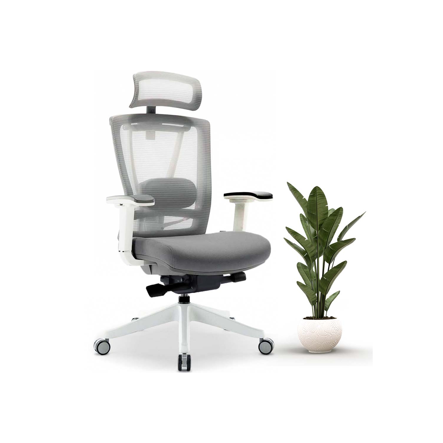 MotionGrey Cloud Mesh Series Executive Ergonomic Computer Desk Home Office Chair with 4D Armrest & Lumbar Support - White