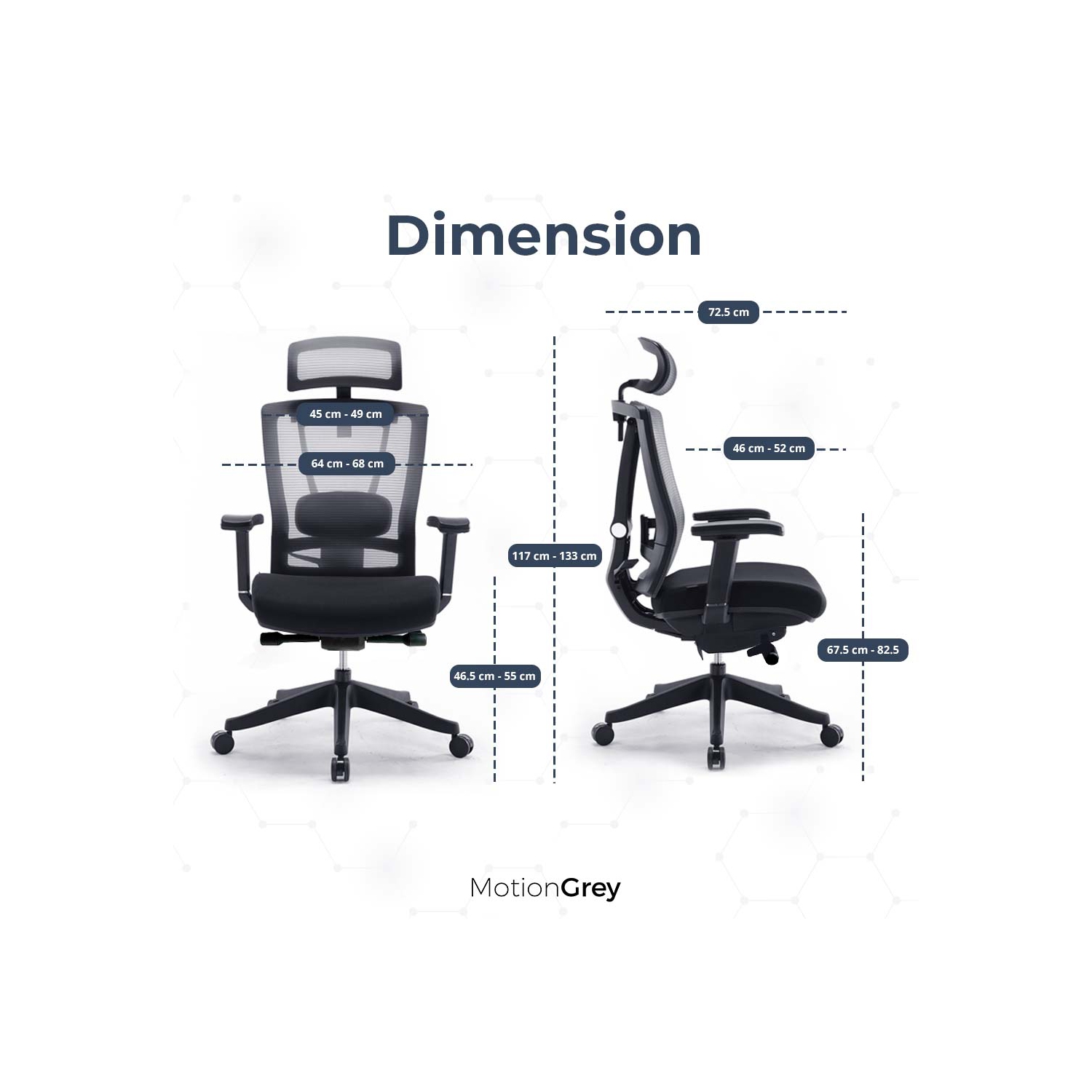 MotionGrey Cloud Mesh Series Executive Ergonomic Computer Desk Home Office  Chair with 4D Armrest & Lumbar Support - Black