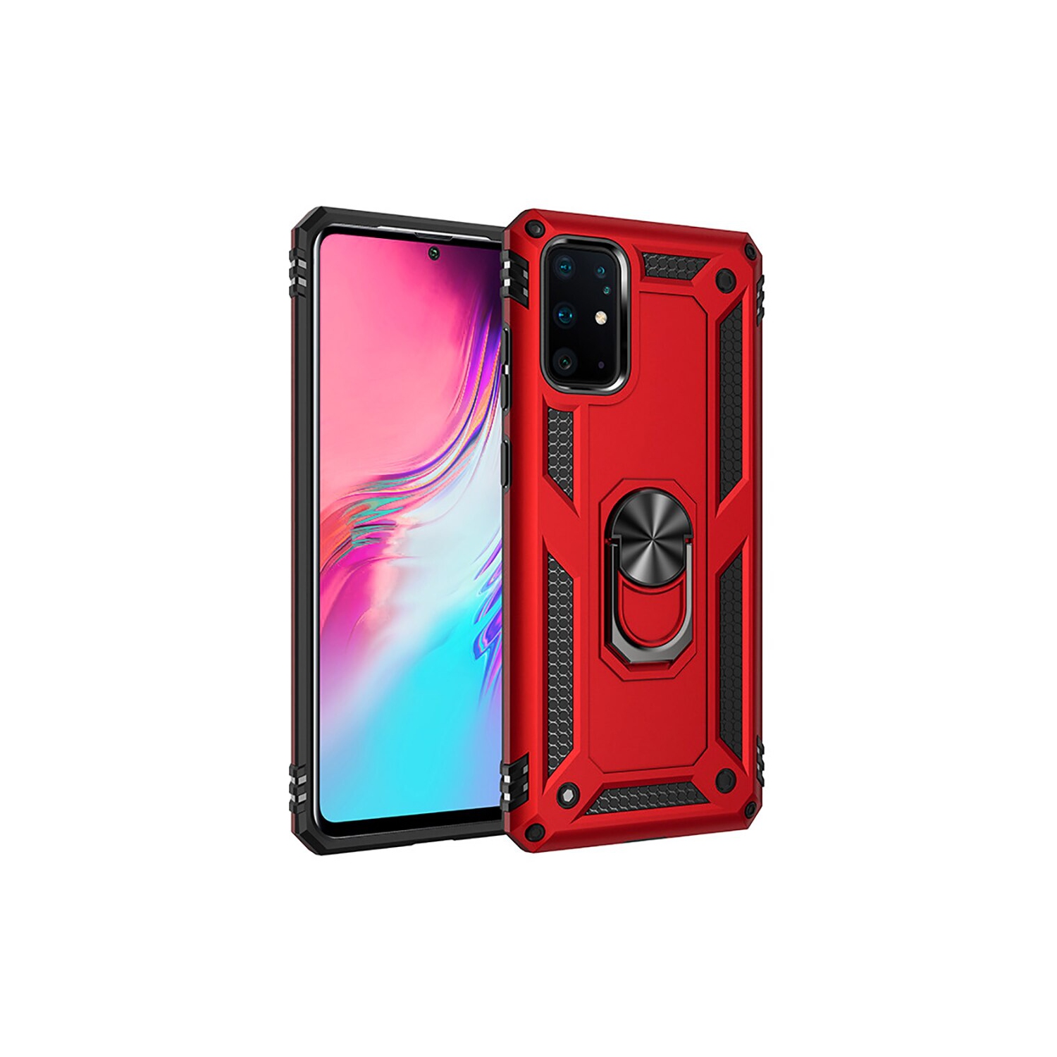 Étui pour Galaxy S20 de Samsung avec support magnétique rotatif à 360 degrés en métal rouge pour support de voiture béquille antichoc robuste pour