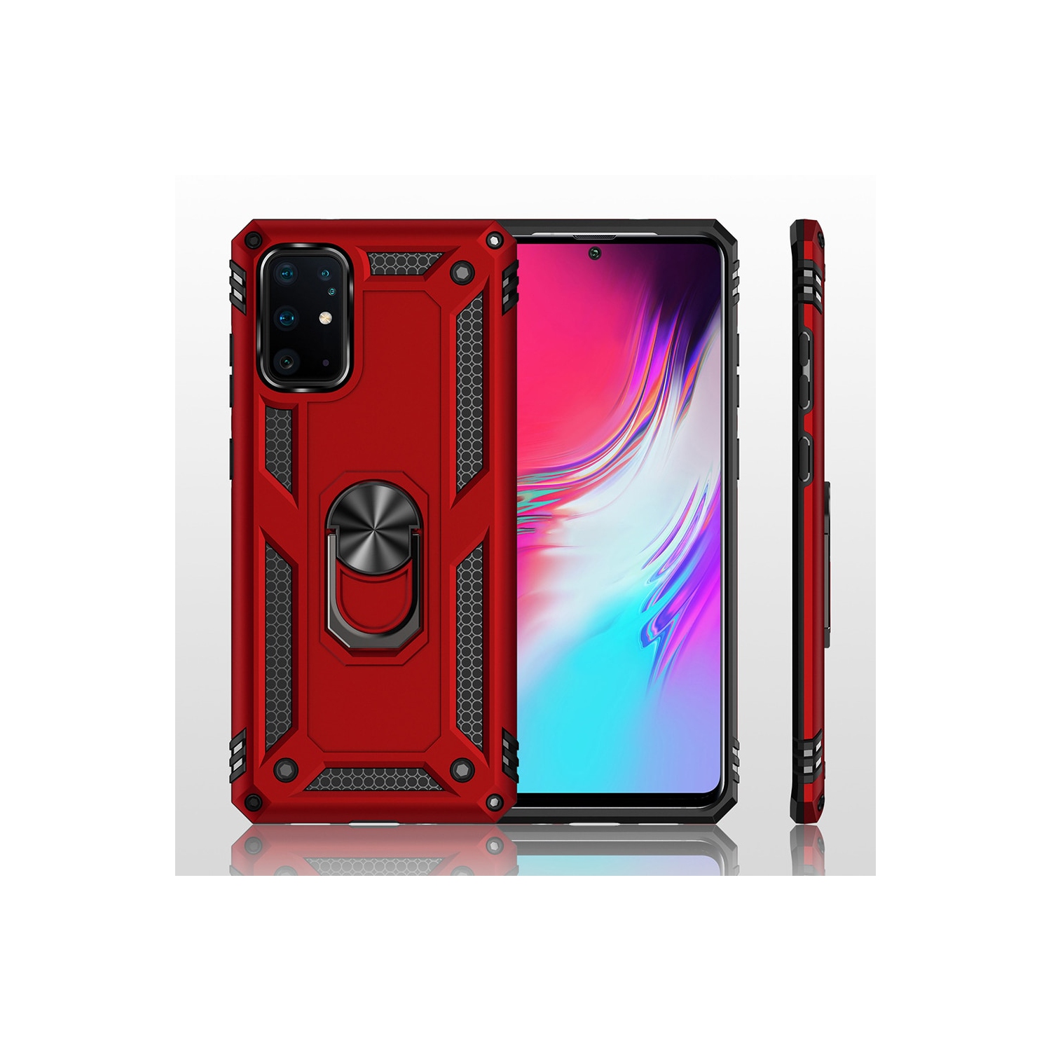 Étui pour Galaxy S20 de Samsung avec support magnétique rotatif à 360 degrés en métal rouge pour support de voiture béquille antichoc robuste pour