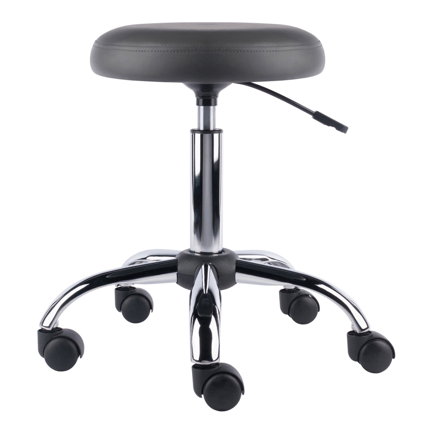 Tabouret pivotant réglable à siège coussiné Clyde - Anthracite et chromé