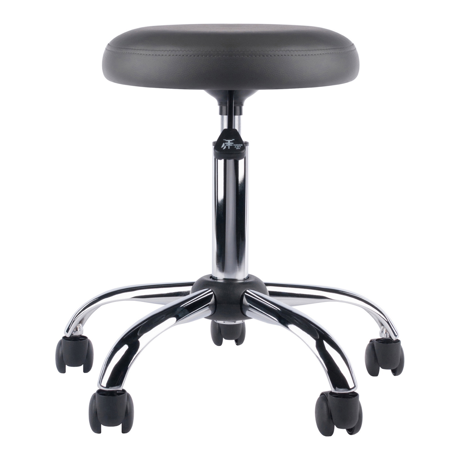 Tabouret pivotant réglable à siège coussiné Clyde - Anthracite et chromé