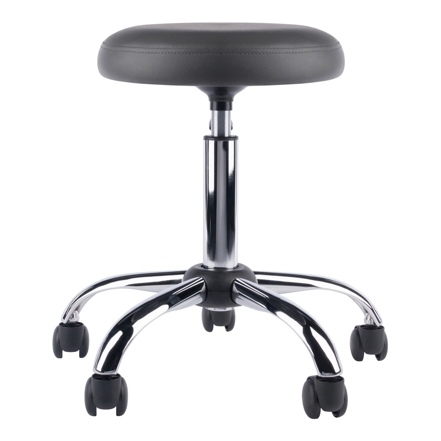 Tabouret pivotant réglable à siège coussiné Clyde - Anthracite et chromé
