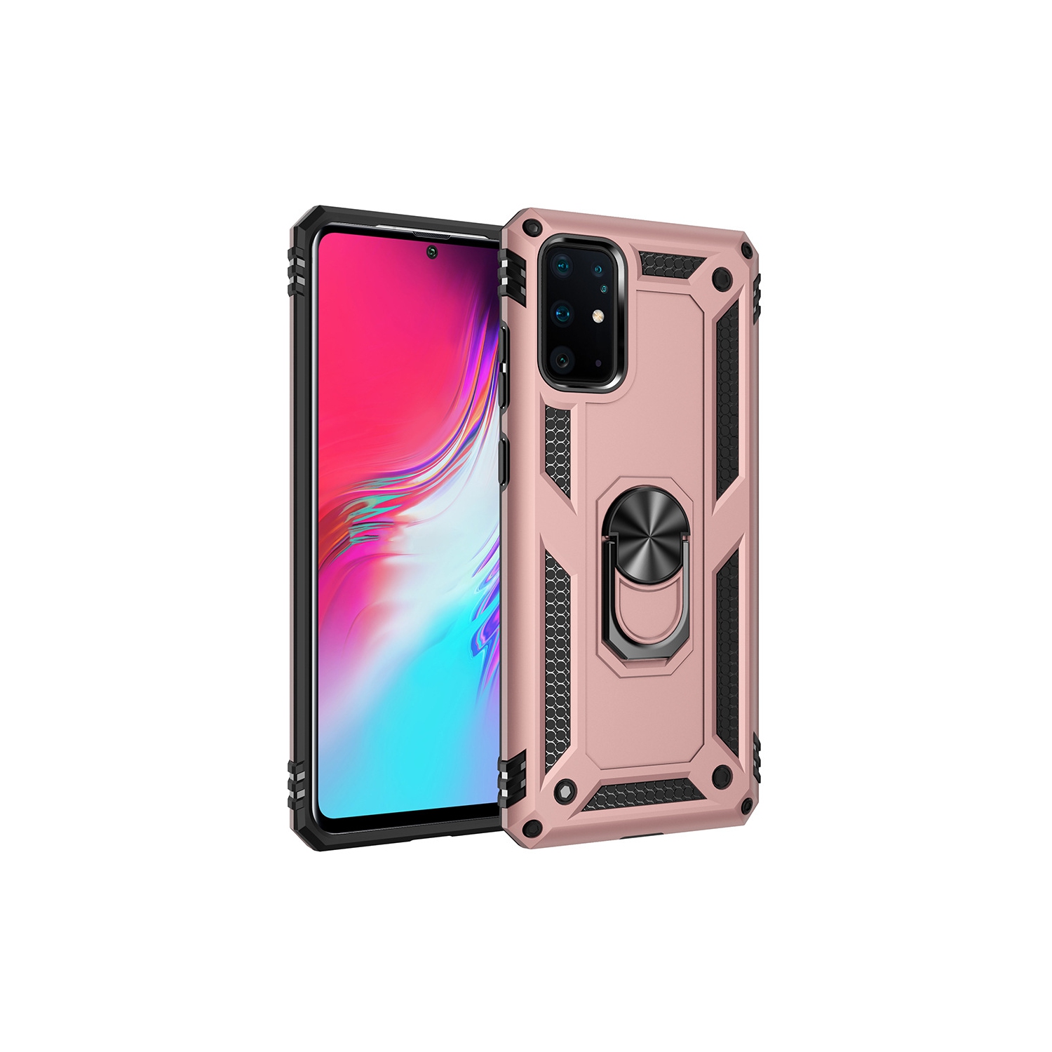 Étui pour Galaxy S20 de Samsung avec support magnétique rotatif à 360 degrés en métal rose doré de qualité militaire et béquille pour support d'auto