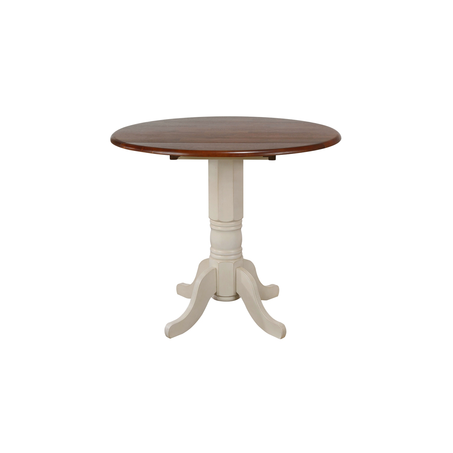 Sunset Trading Andrews 3Pc 42" Round Drop Leaf Pub Table Set White/Brown Wood