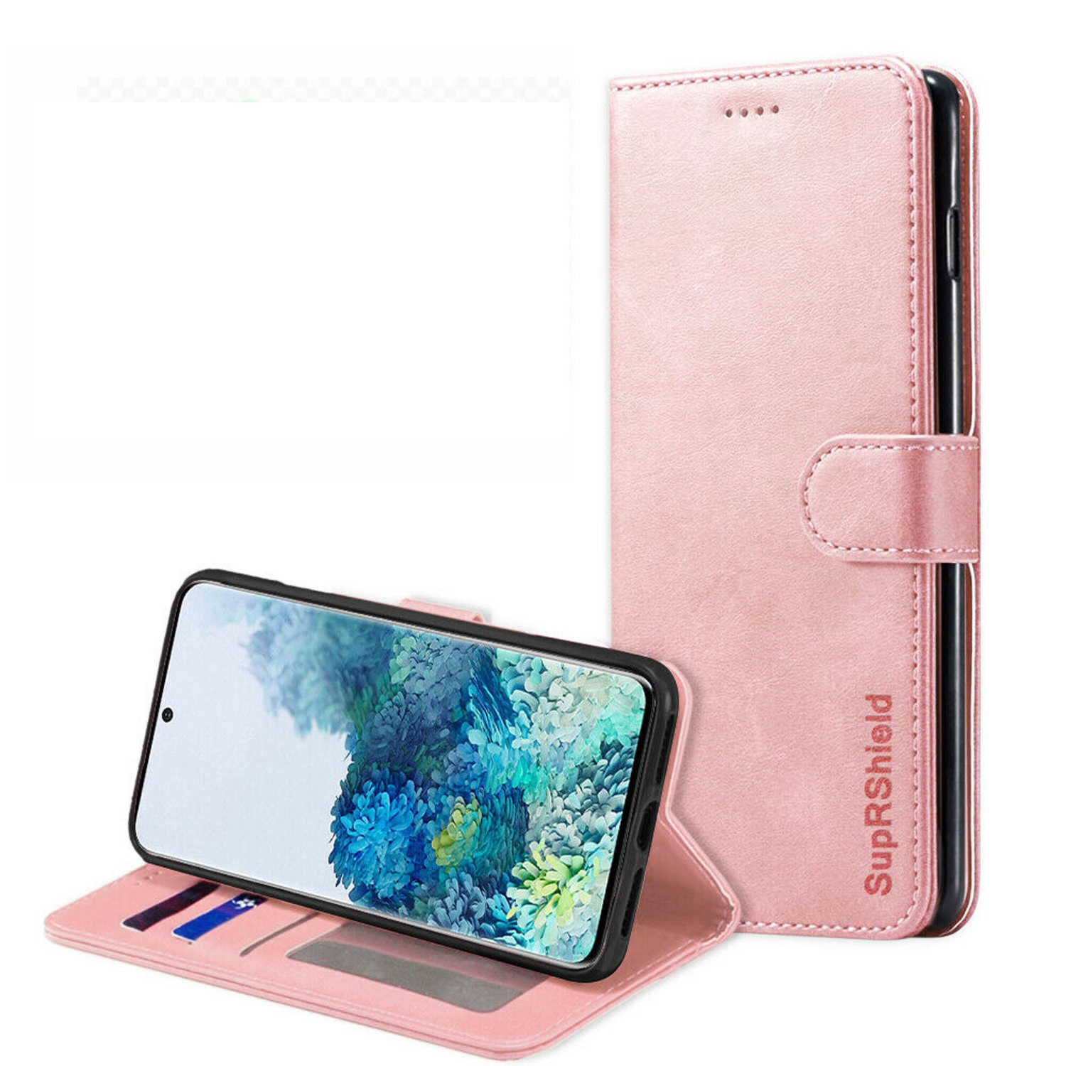 Samsung Galaxy S10 Plus Rose Gold SupRShield Wallet Leather Card Holder Flip Protective Shockproof Magnetic Case Cover