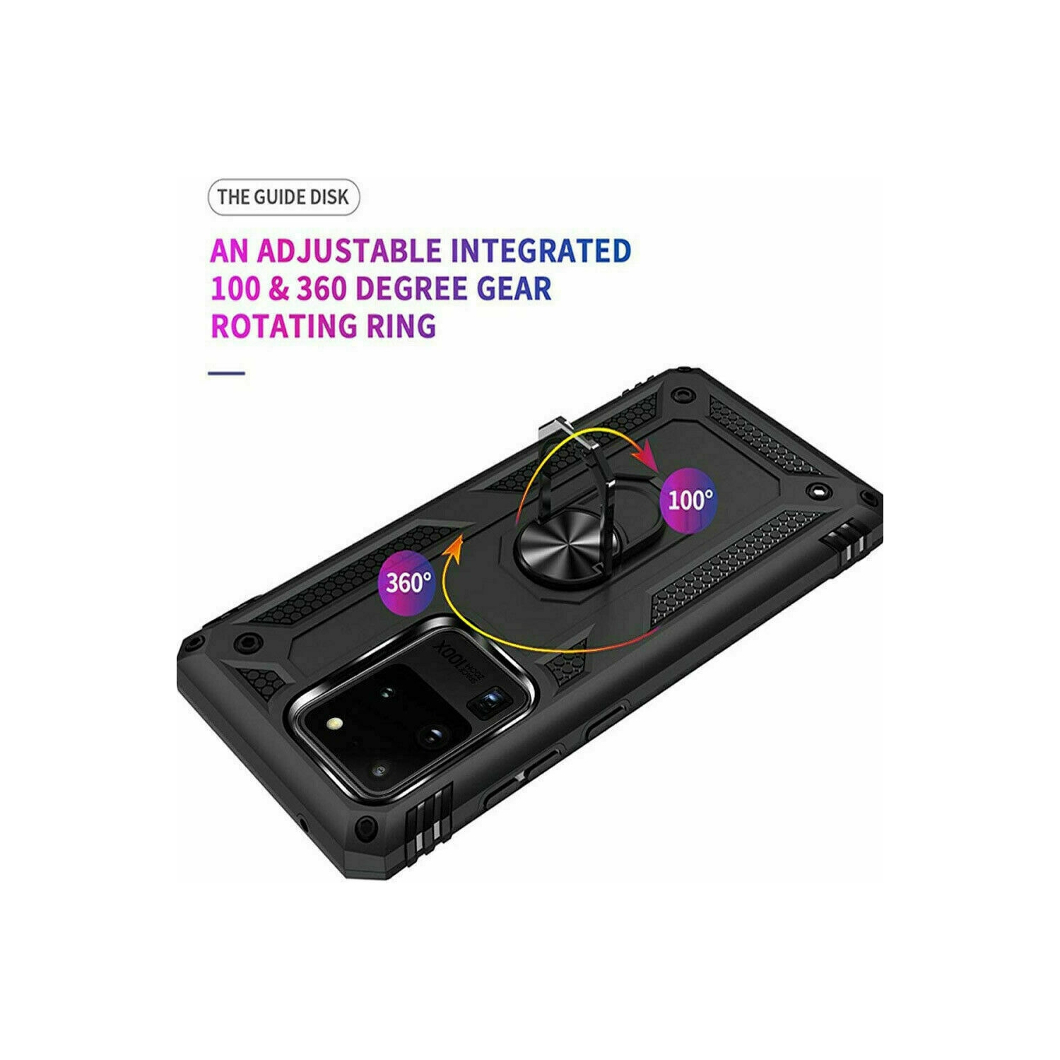 Samsung Galaxy S20 Ultra Case Rose Gold Military Grade 360 Degree Rotating Metal Magnetic Ring Car Mount Holder Kickstand Shockproof Heavy Duty Cover