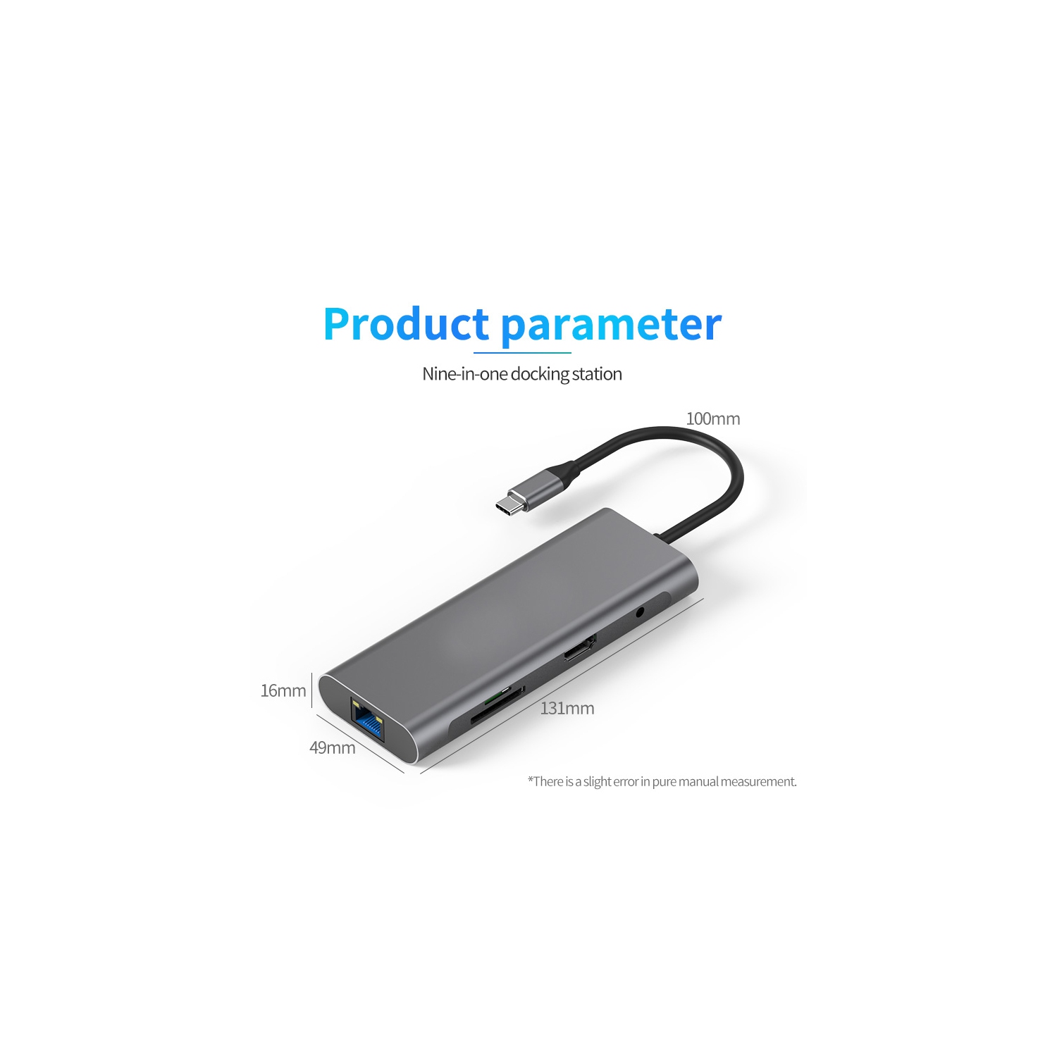 9-IN-1 USB C Hub, Thunderbolt USB Type-C Dongle with 4K HDMI, 3 x USB 3.0 Ports, Power Delivery, TF/SD Card Slot, RJ45 LAN Port, 3.5mm Audio, Wide
