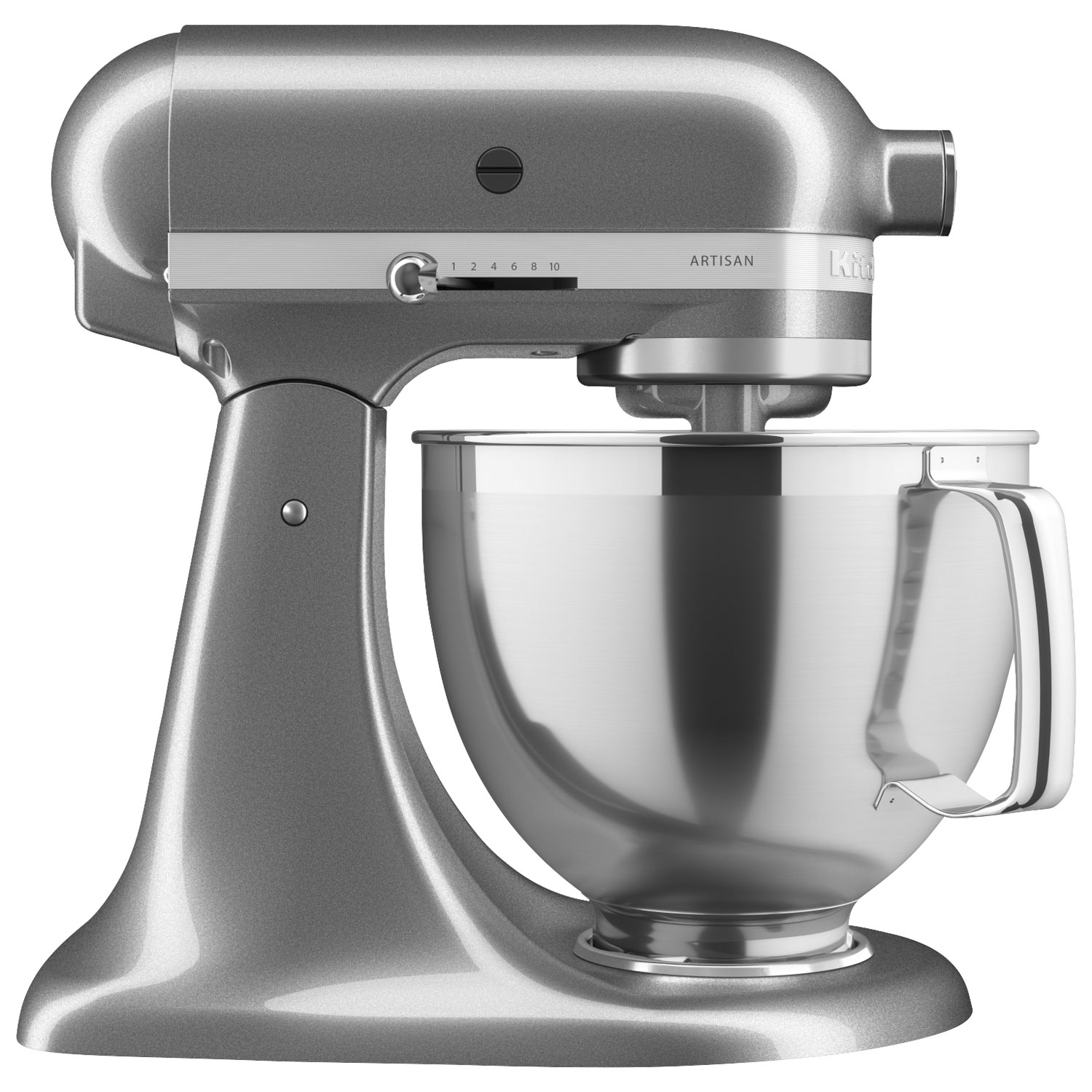 Batteur sur socle à tête inclinable Artisan de KitchenAid avec ensemble d'accessoires haut de gamme - 5 pte - 325 W - Argenté médaillon