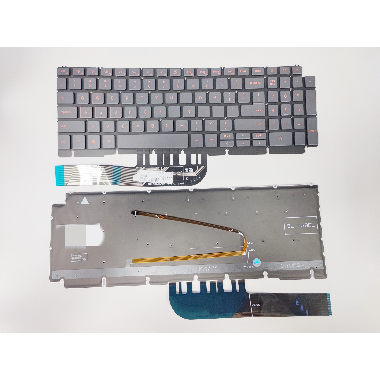Genuine Dell G15 5510/5511/5515/5520 US Backlit Keyboard – 0H4XRJ – Black, English Layout