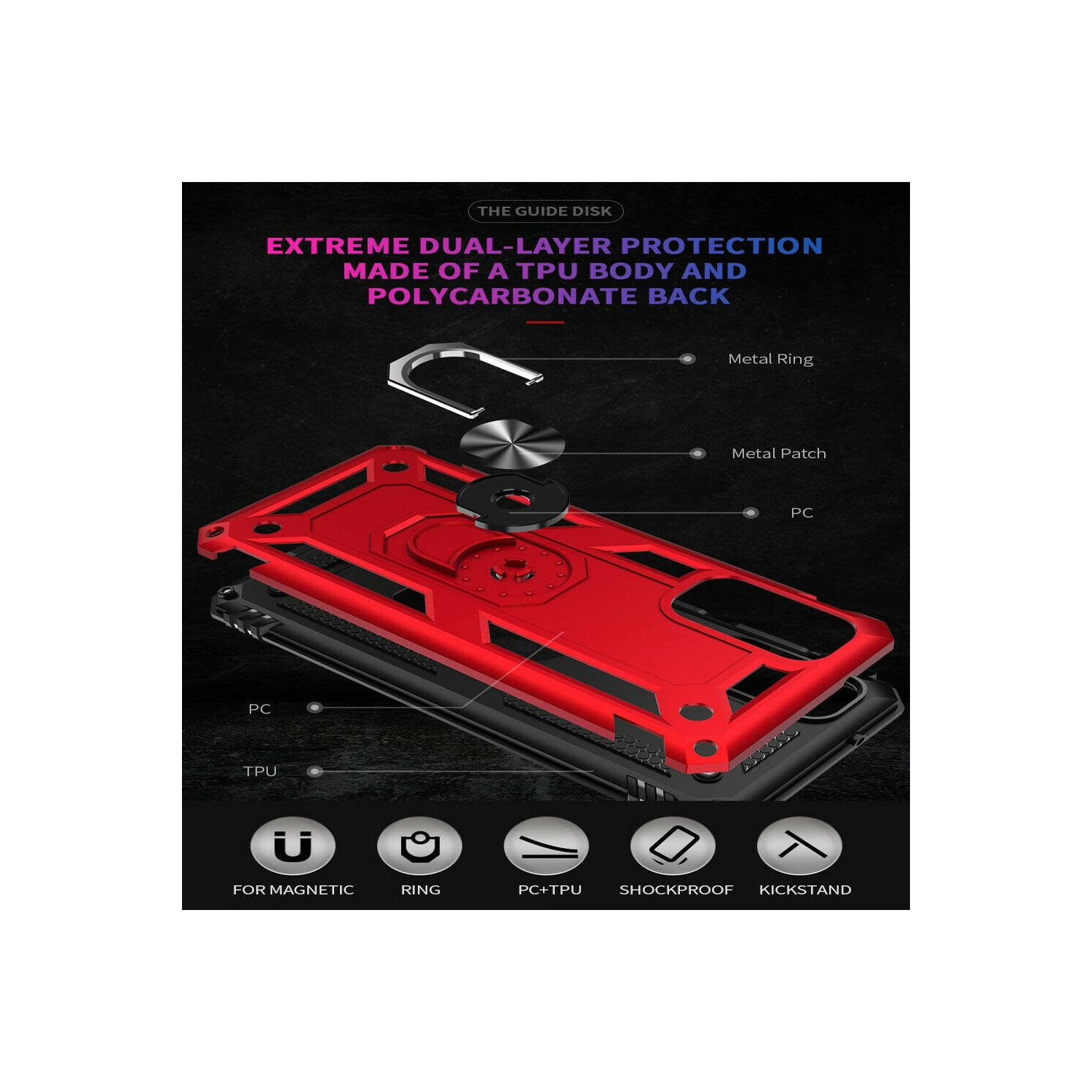 [SuperShield] Étui Galaxy Note20 de Samsung Support de support magnétique en métal rotatif à 360 degrés de qualité militaire rose doré béquille pour