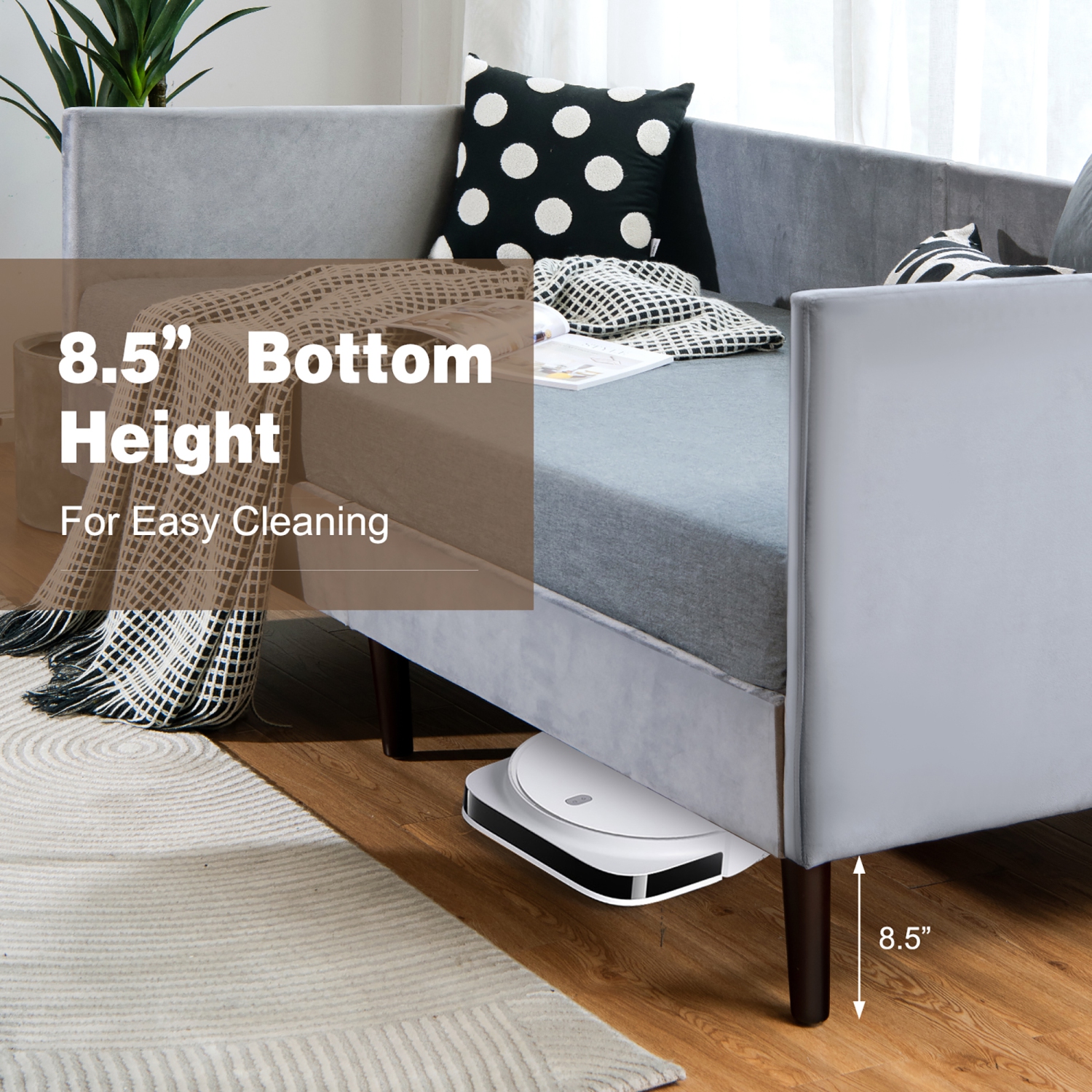 Cadre de canapé-lit en bois robuste en bois avec revêtement en lin Costway, lit simple, gris