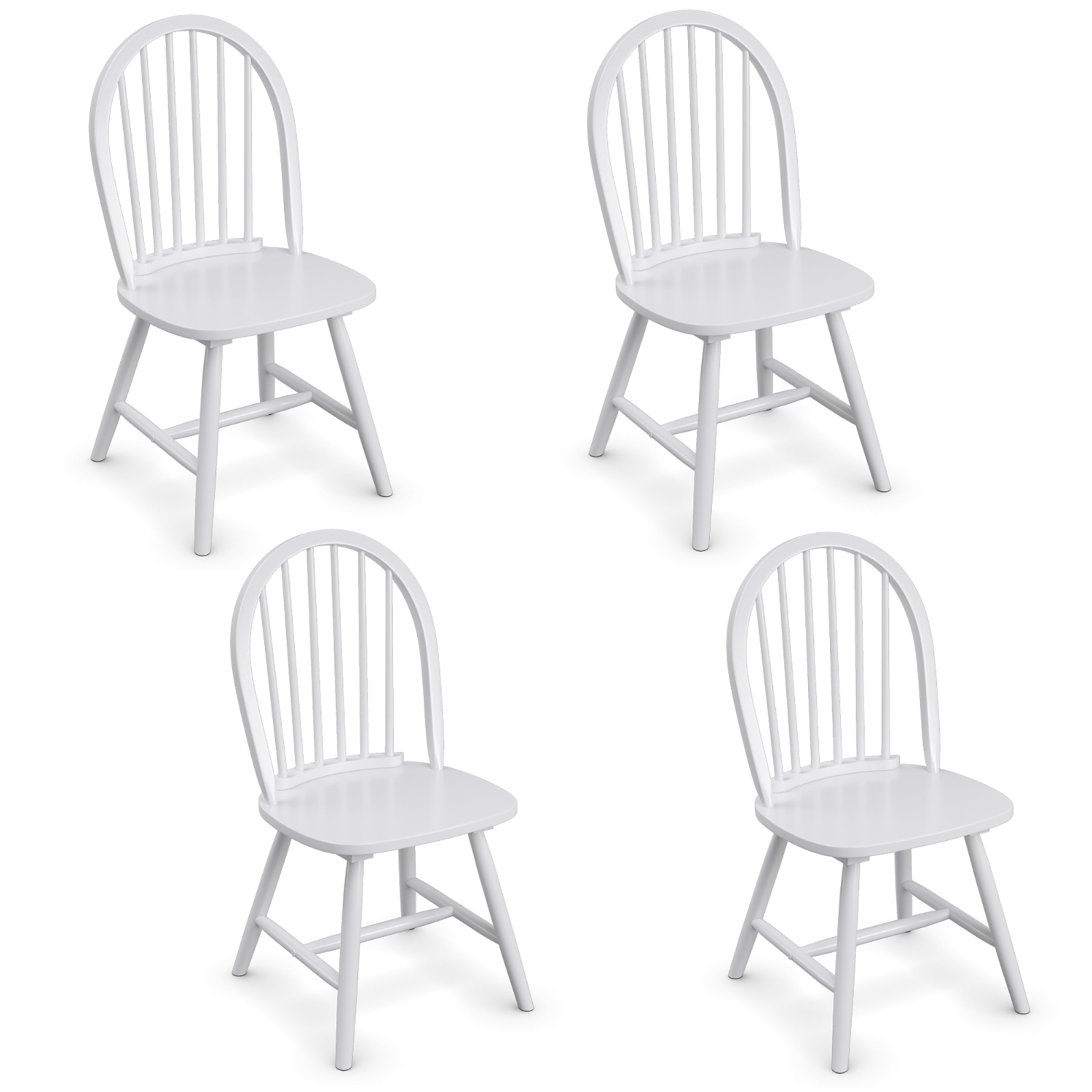 Costway Set of 4 Vintage Windsor Dining Side Chair Wood Spindleback Kitchen Room