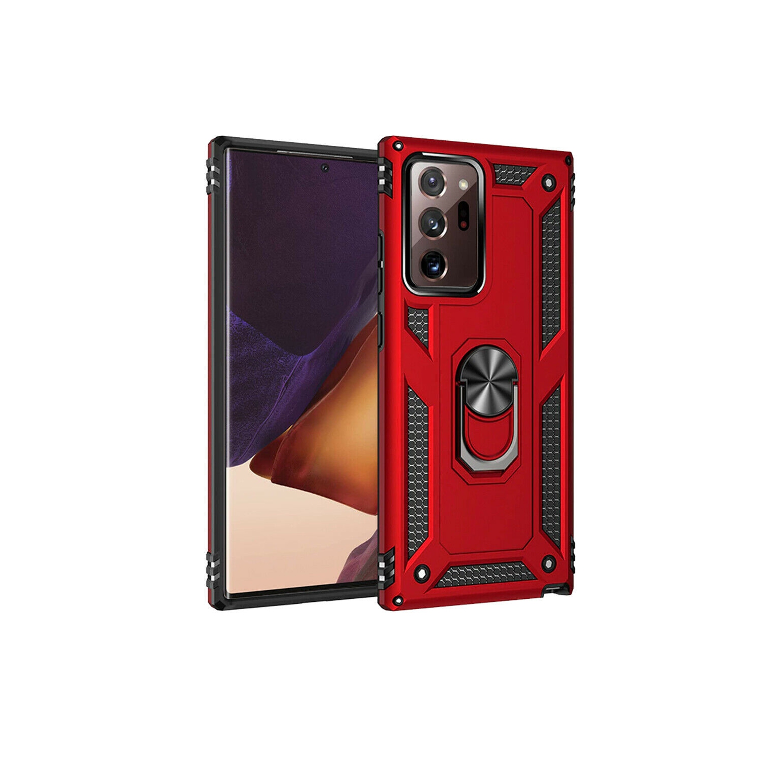 [SuperShield] Samsung Galaxy Note 20 Case Red Military Grade 360 Degree Rotating Metal Magnetic Ring Car Mount Holder Kickstand Shockproof Heavy Duty