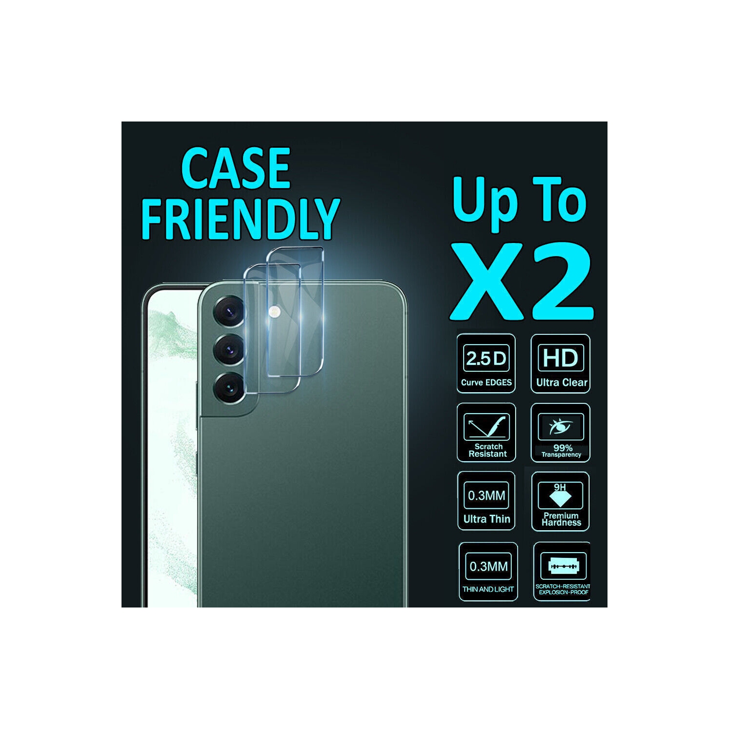 [ Paquet de 3 ] Protecteur d’écran pour appareil photo Galaxy Note20 Ultra de Samsung film en verre trempé antirayure