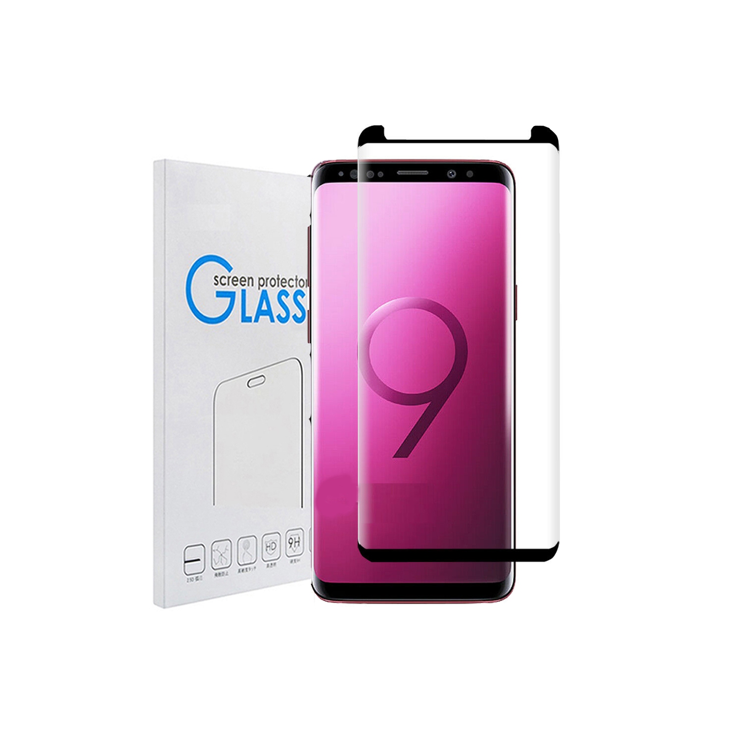 [PAQUET de 2] Protecteur d’écran en verre trempé noir pour Galaxy S9 plus de Samsung