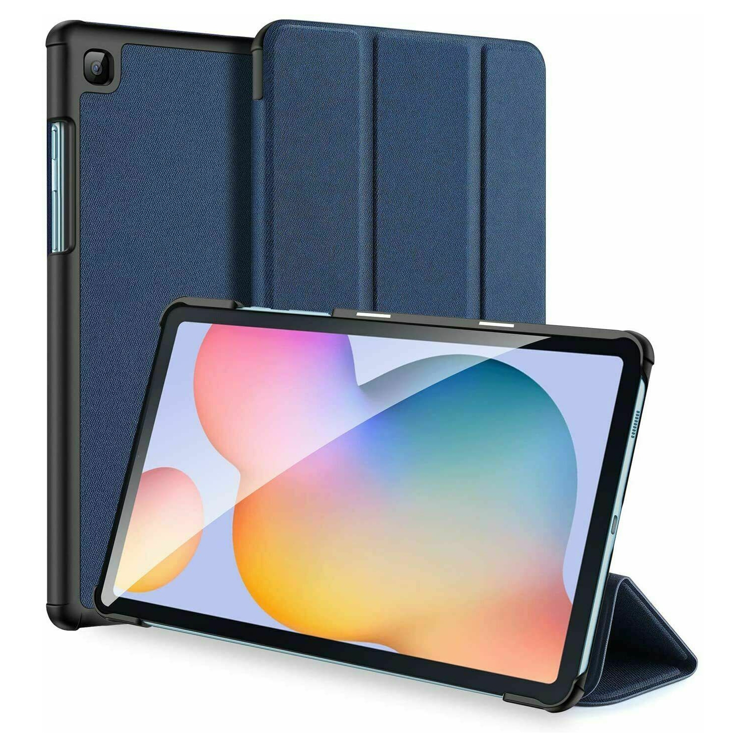 For Samsung Galaxy Tab A7 Case 10.4 SM-T500/T505 Navy Blue Folio Smart Leather Magnetic Stand Case Cover - Blue