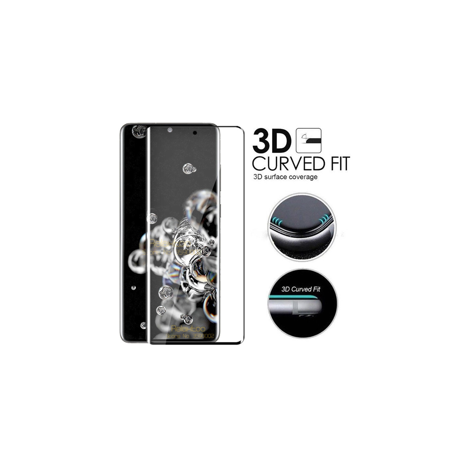 [PAQUET de 2] Protecteur d’écran noir en verre trempé pour Galaxy S20 Ultra de Samsung