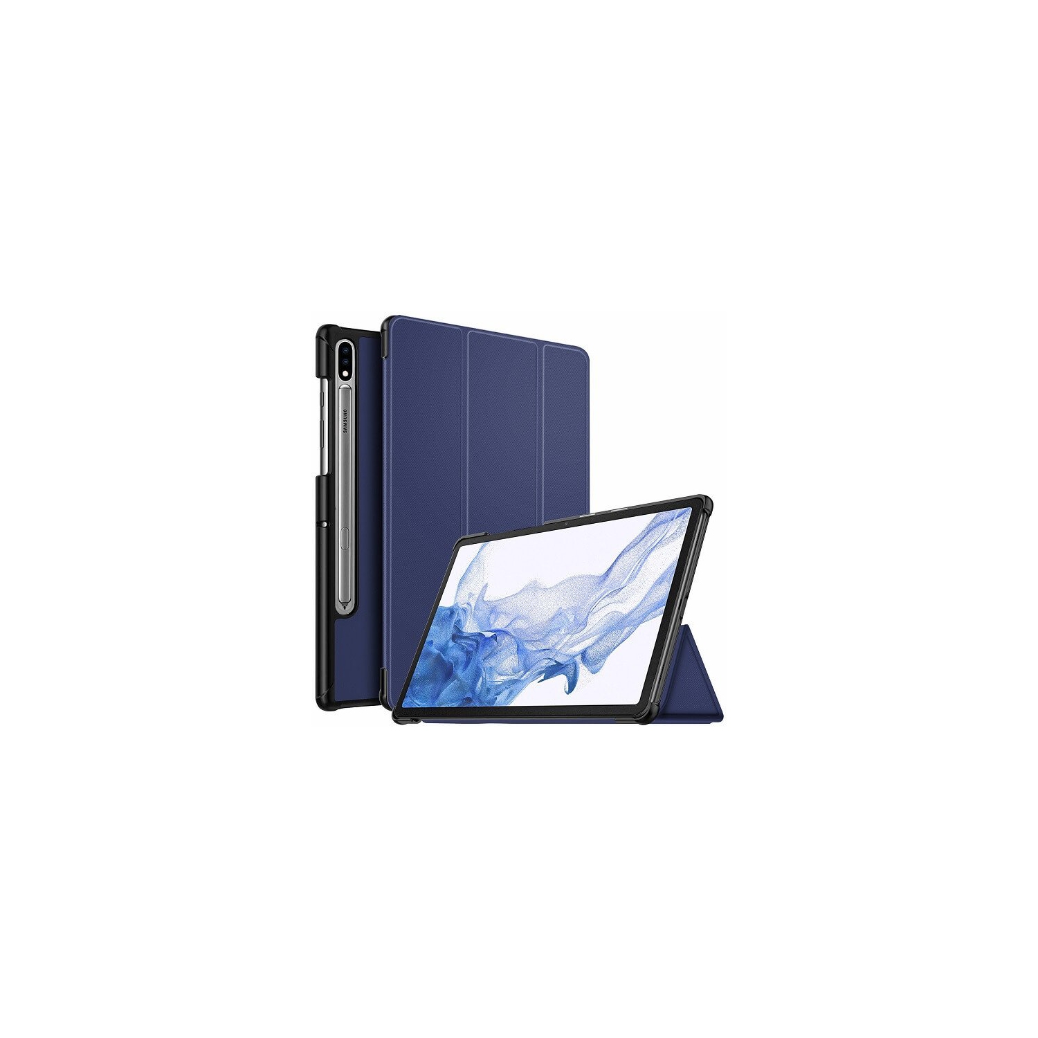 For Samsung Galaxy Tab S7 Case sm-T870/T875/T876 Navy Blue Folio Smart Leather Magnetic Stand Case Cover