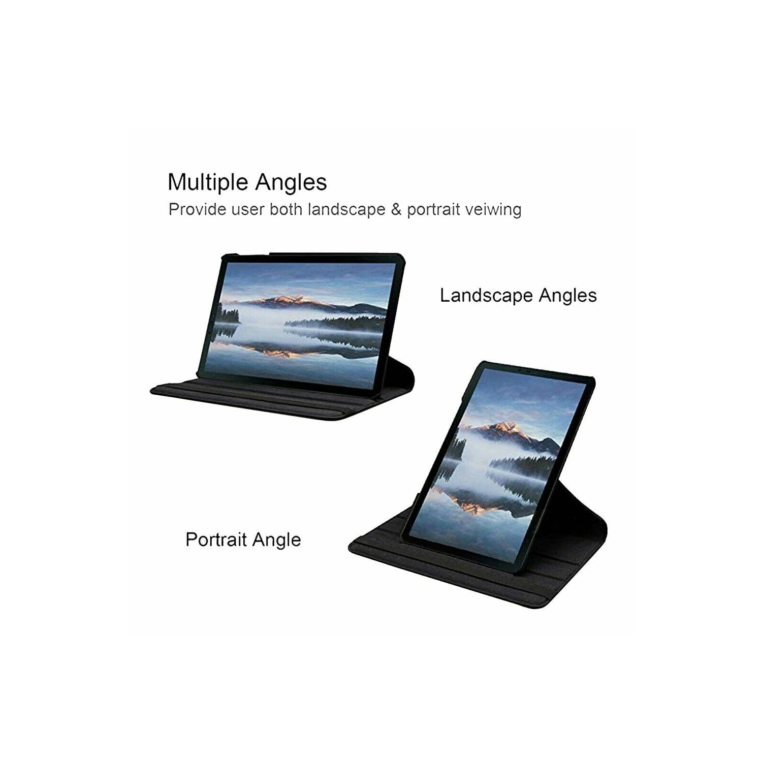 Samsung Galaxy Tab A 10.1 Case SM-T510/T515 Black Leather Smart 360 Rotate Flip Stand Case Back Cove