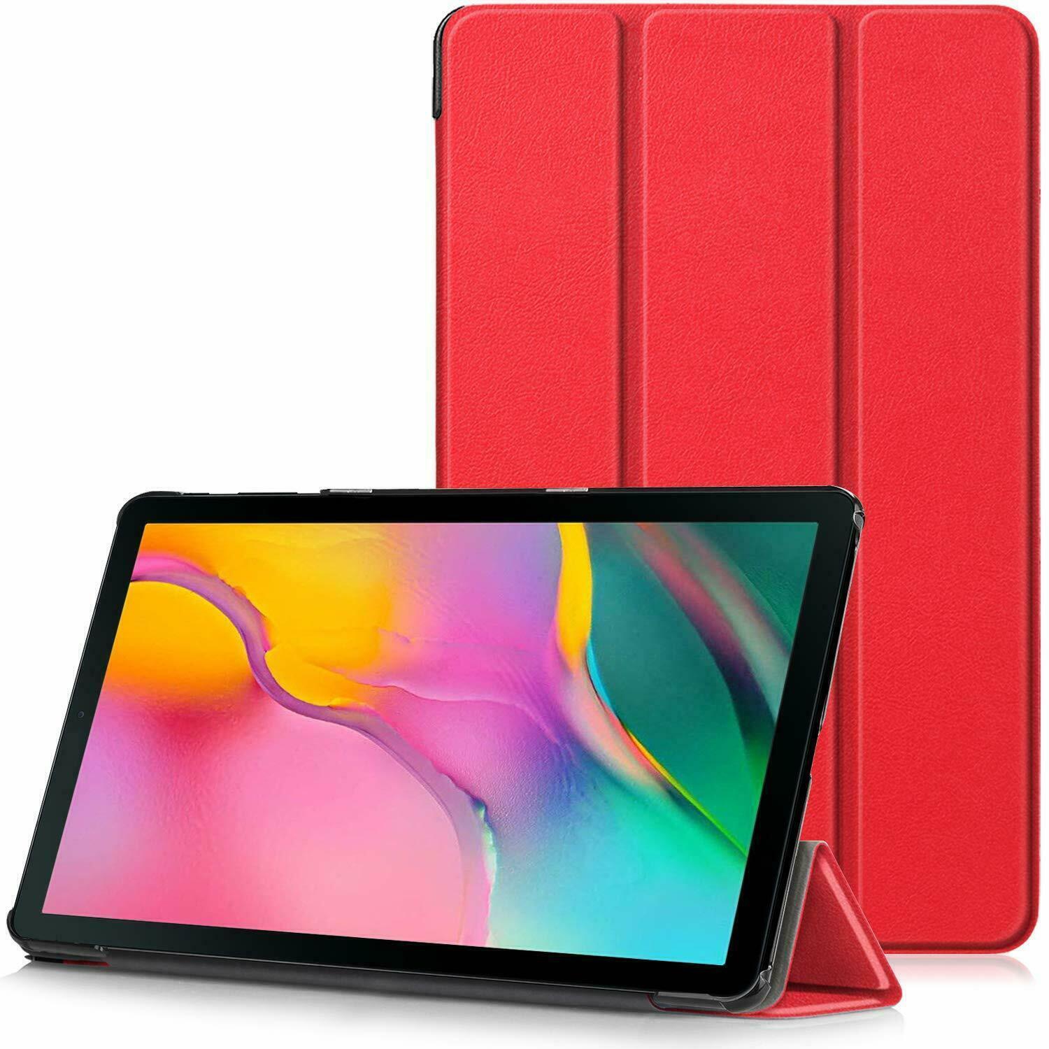 For Samsung Galaxy Tab A 10.1 SM-T510/T515 Red Folio Smart Leather Magnetic Stand Case Cover