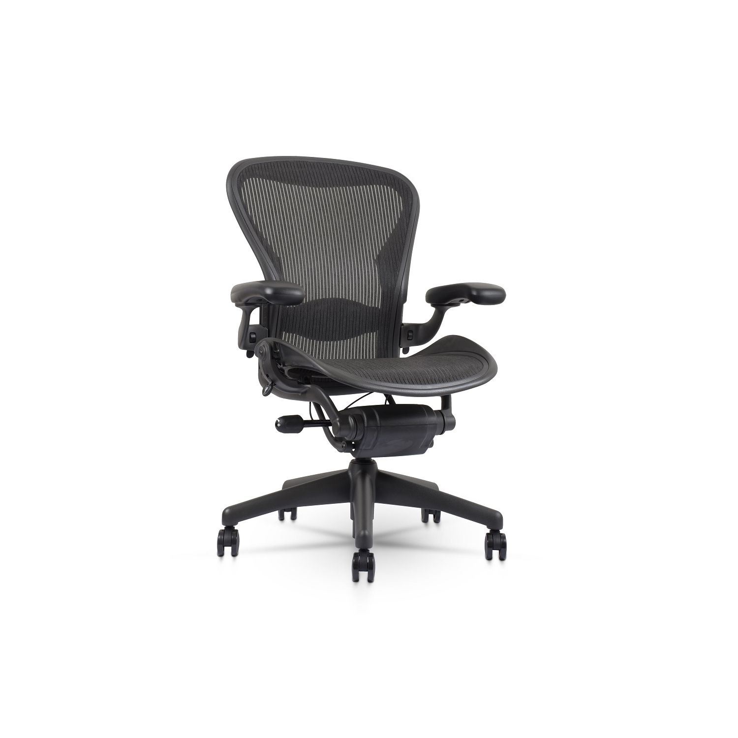 Herman Miller Classic Aeron Chair | Black | Size B | Fully Adjustable | Lumbar Support | Clip Latch| Refurbished/Renewed by Chairorama