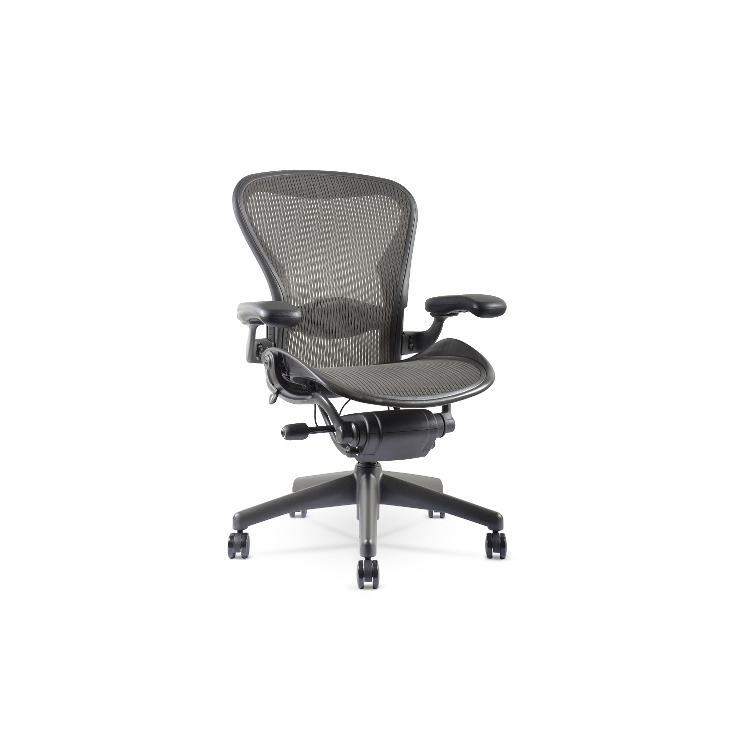 Herman Miller Classic Aeron Chair | Black | Size B | Fully Adjustable | Lumbar Support | Roller Index| Refurbished/Renewed by Chairorama