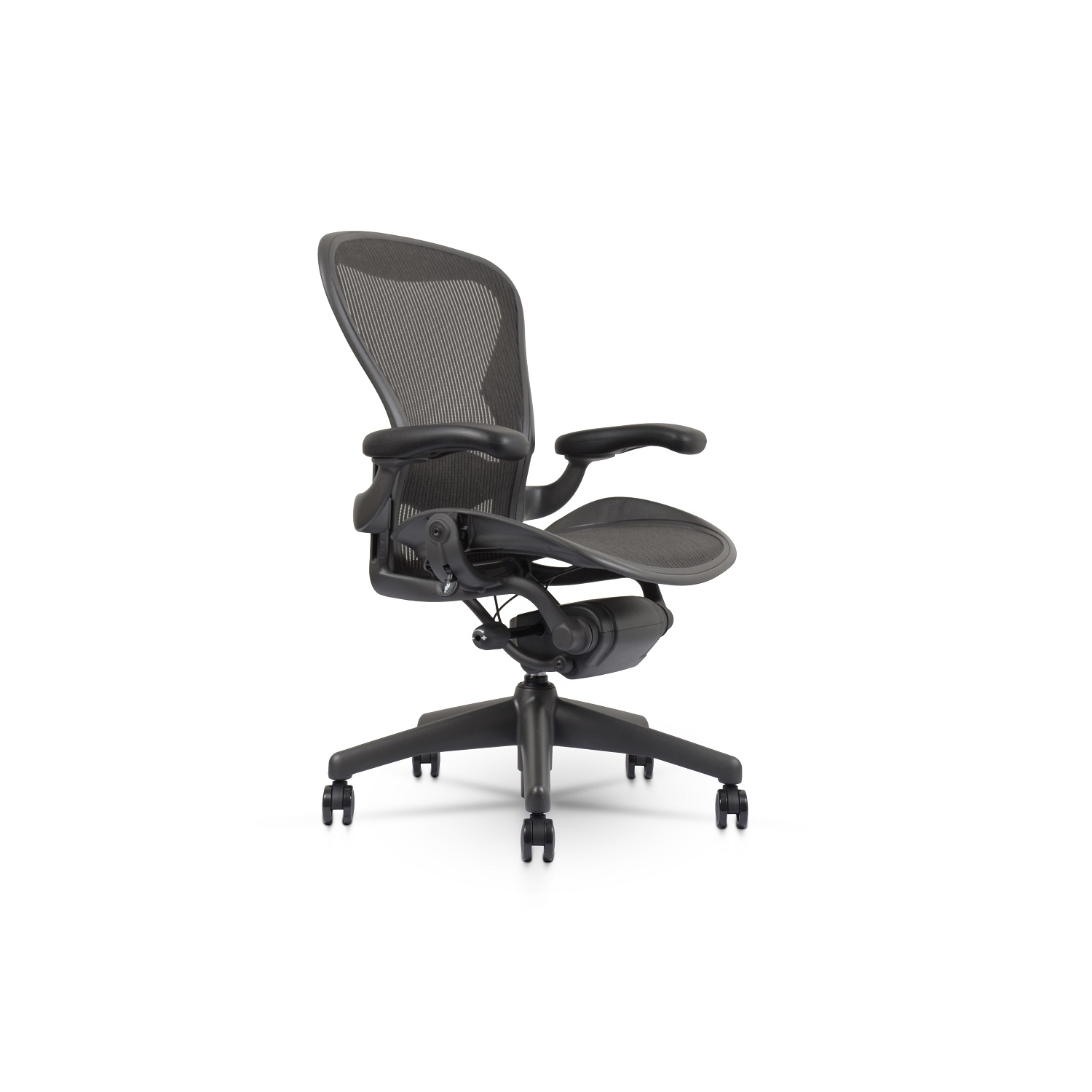 Refurbished (Good) - Herman Miller Classic Aeron Chair | Black | Size B | Fixed Arms | Lumbar Support | Renewed By Chairorama-