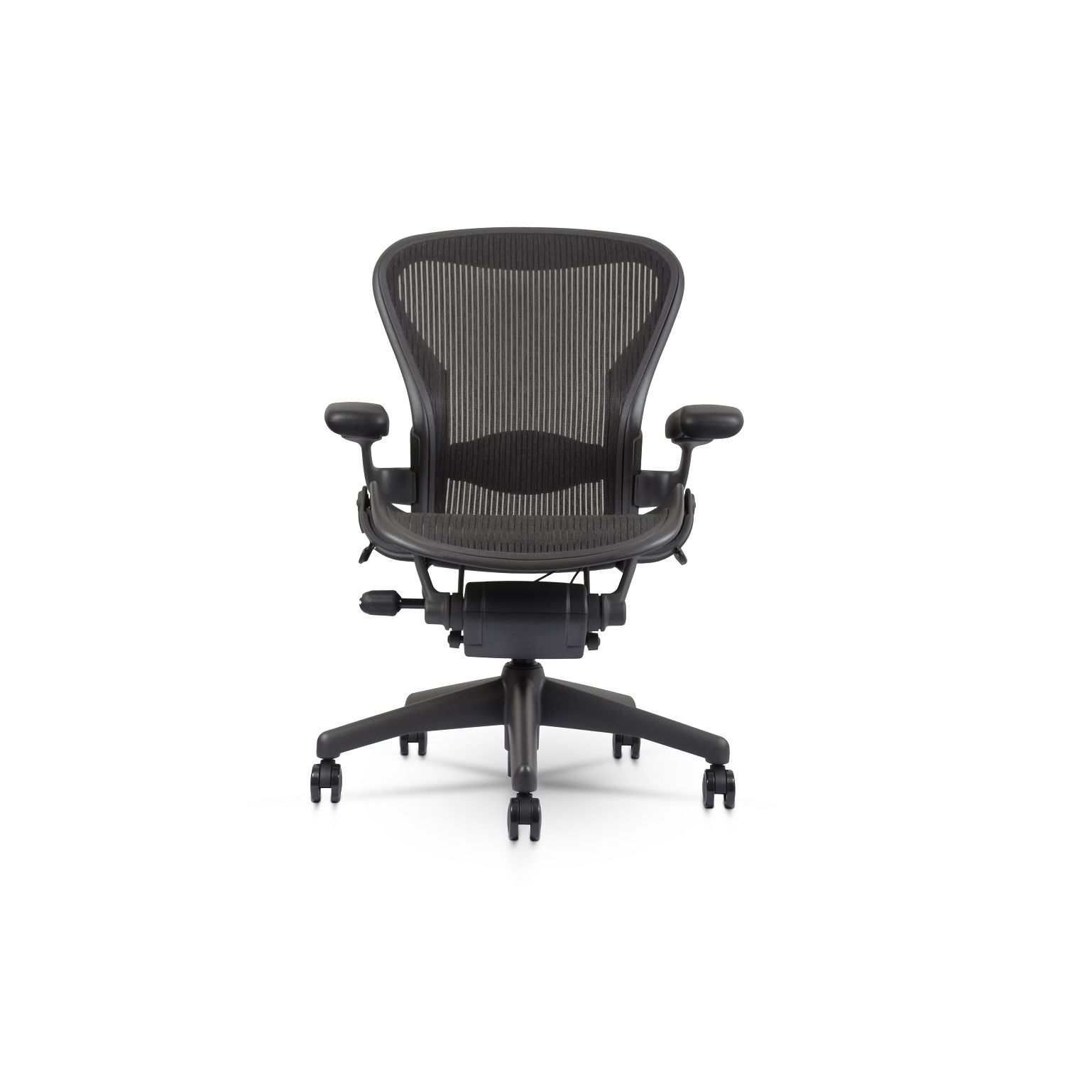 Refurbished - Herman Miller Classic Aeron Chair | Black | Size B | Fixed Arms | Lumbar Support | Renewed By Chairorama-