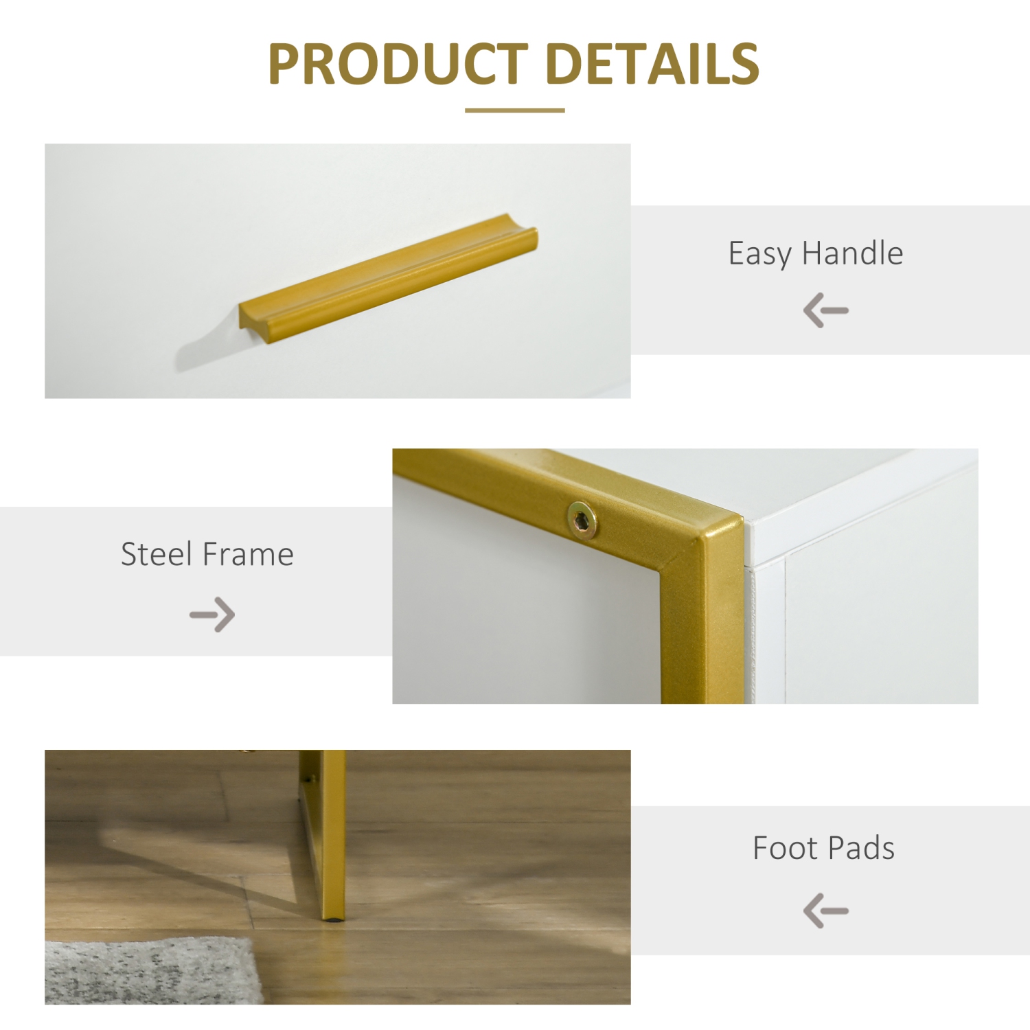 HOMCOM – Table de chevet, ensemble de 2, table de chevet moderne avec tiroir et tablette, armoires de chevet pour chambre à coucher, blanc