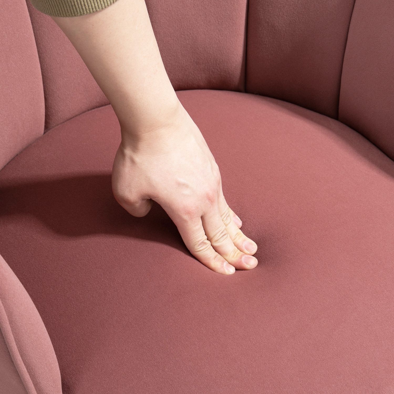 HOMCOM – Chaise-coiffeuse moderne en tissu similivelours avec pieds en bois pour le salon, rose