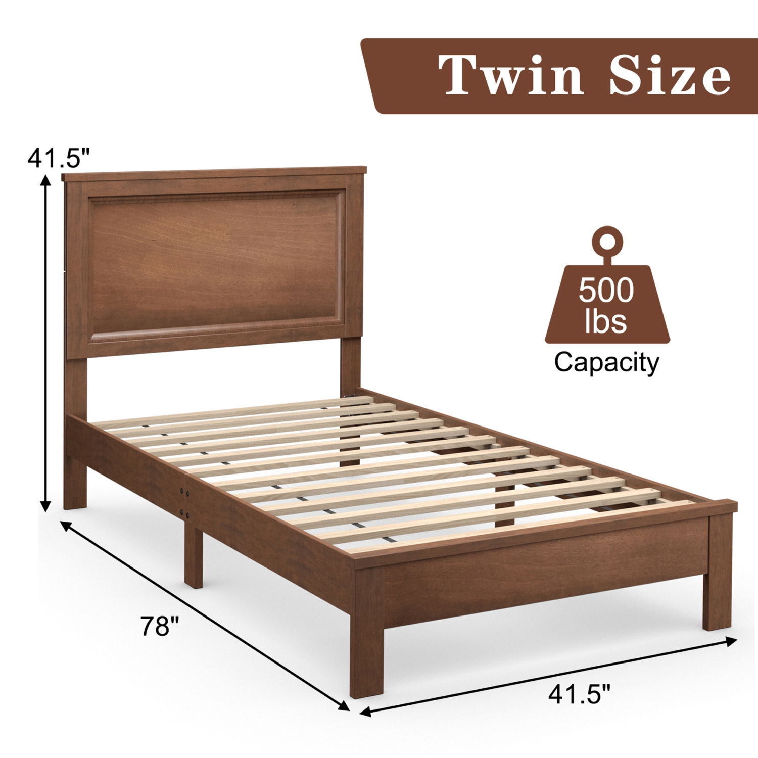 Gymax Twin/Full/Queen Size Bed Frame Platform Slat High Headboard Bedroom Rubber Wood Leg