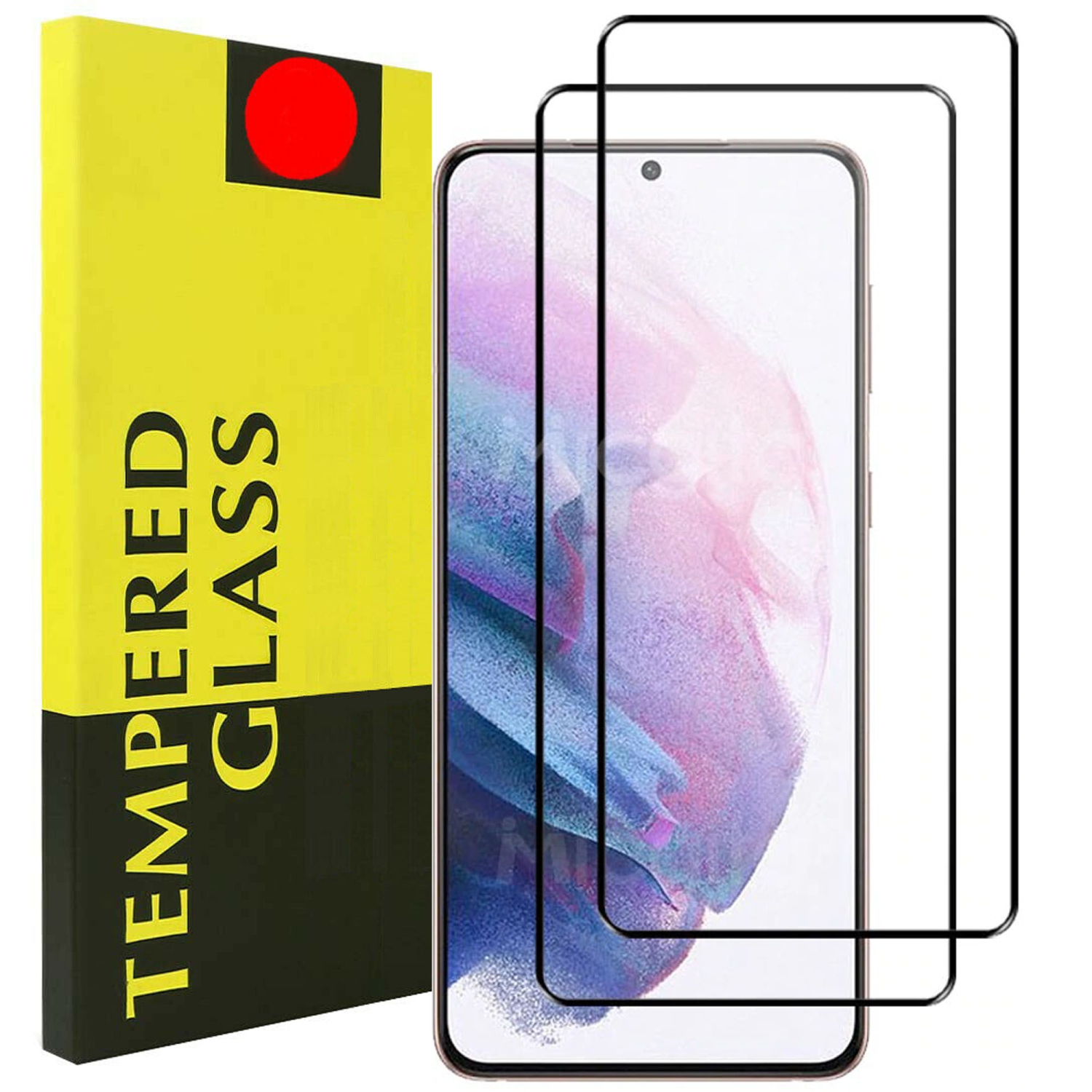 [2 PACK] Samsung Galaxy S21 Black Screen Protector Full Cover Tempered Glass Screen Protector Film Guard