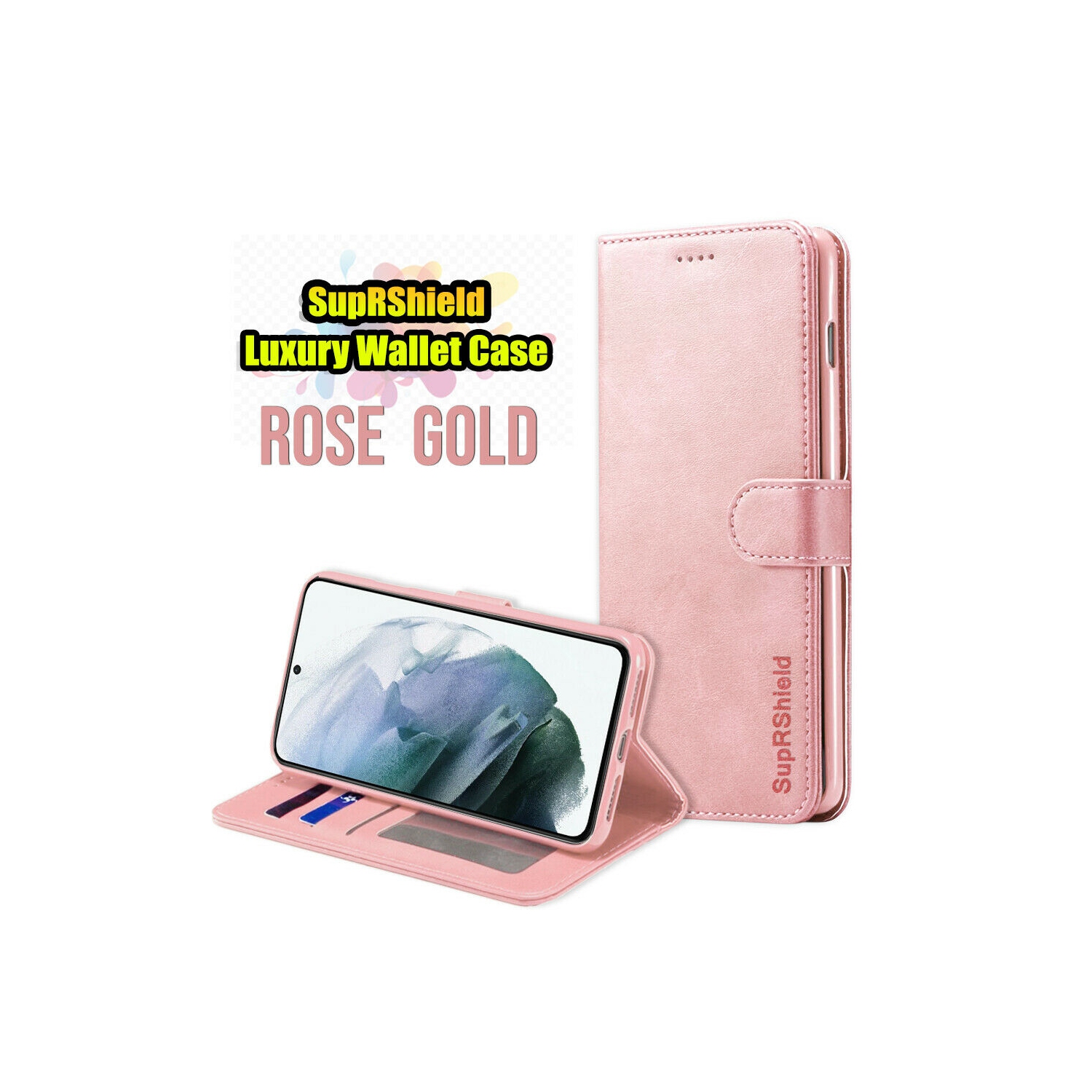 Samsung S20 Wallet Case Rose Gold SupRShield Wallet Leather Card Holder Flip Protective Shockproof Magnetic Samsung Galaxy S20 Case Cover