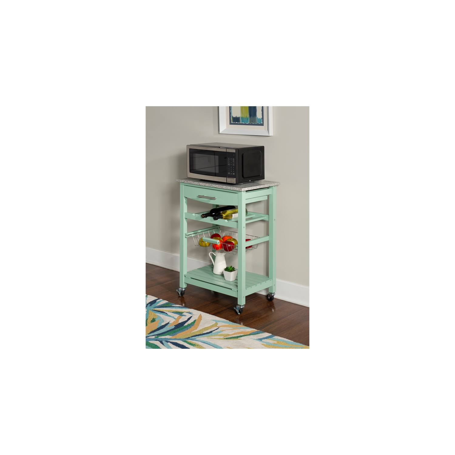 Linon – îlot de cuisine en bois de granite Natalie, vert