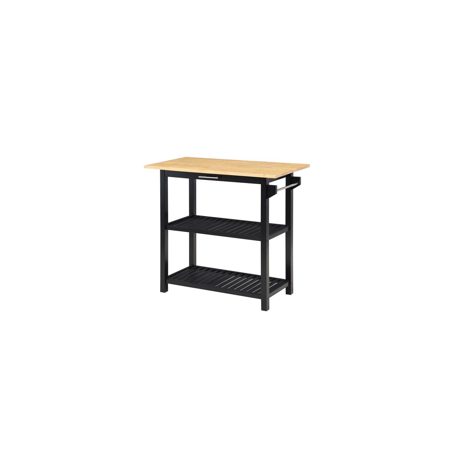 Designs2Go Three-Tier Butcher Block Kitchen Prep Island with Drawer- Black Wood