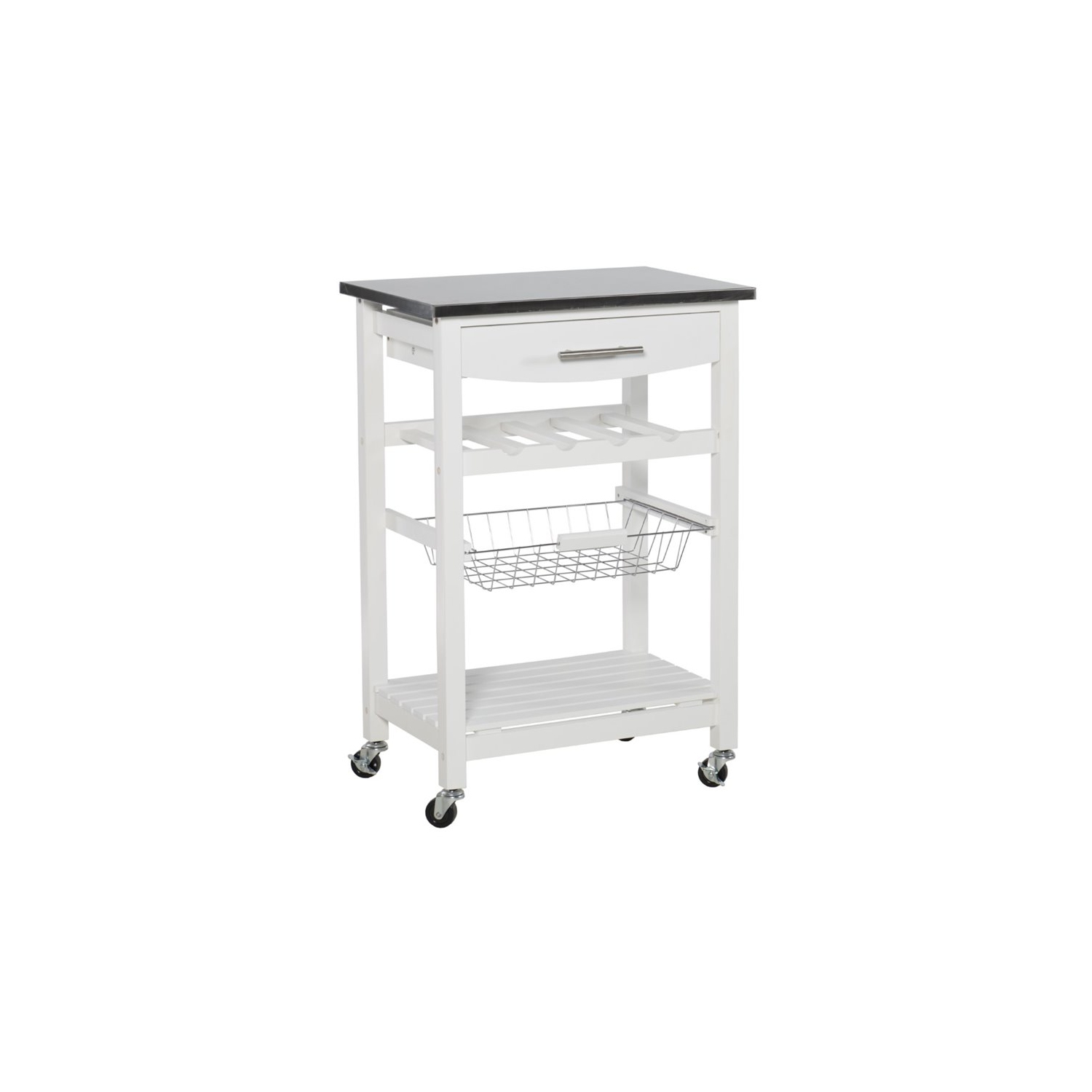 Desserte de cuisine en bois d’acier inoxydable blanche Natalie de Linon