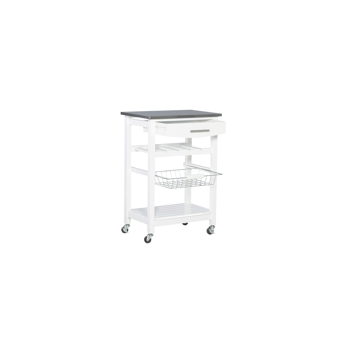 Desserte de cuisine en bois d’acier inoxydable blanche Natalie de Linon