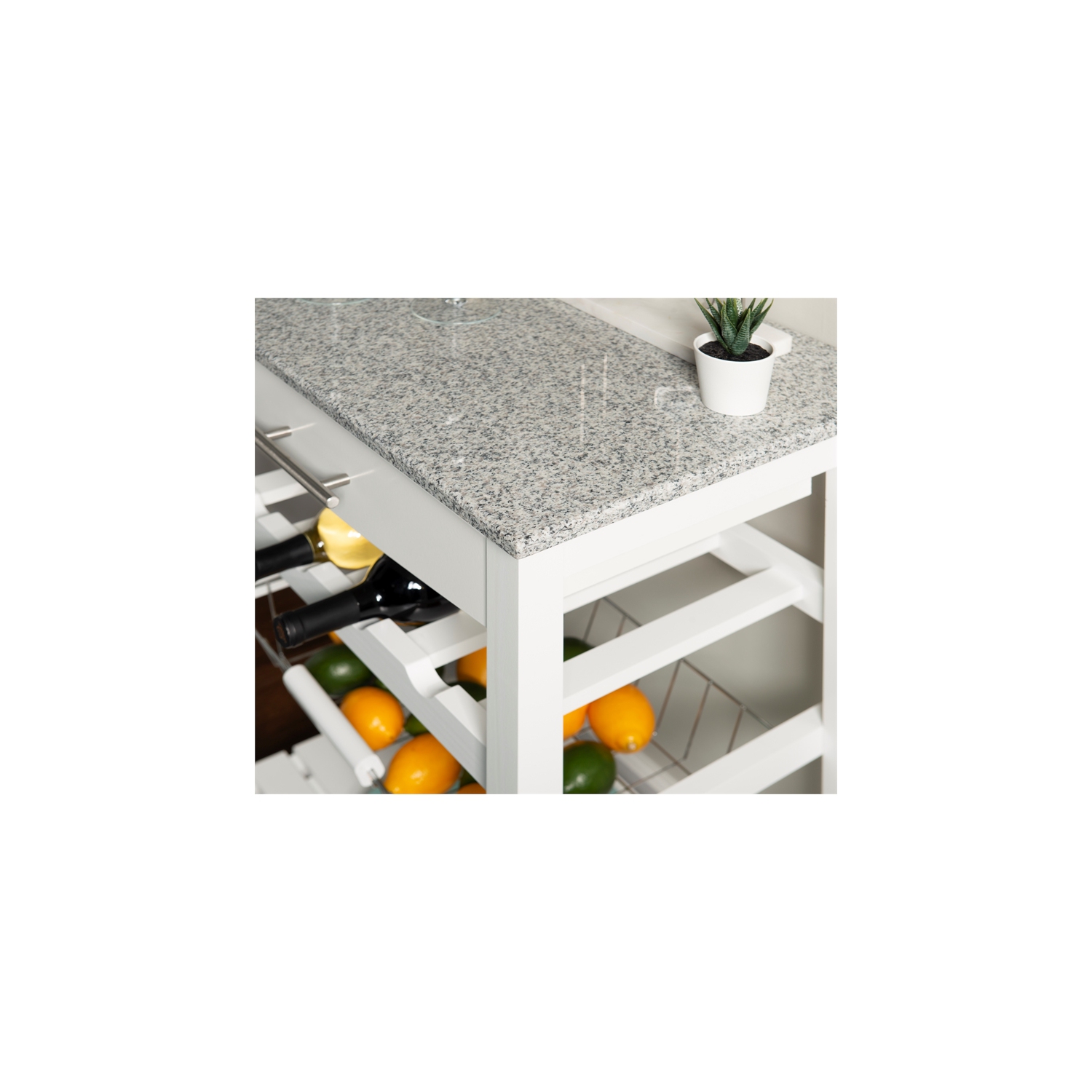 Linon – îlot de cuisine en bois granite Natalie, blanc