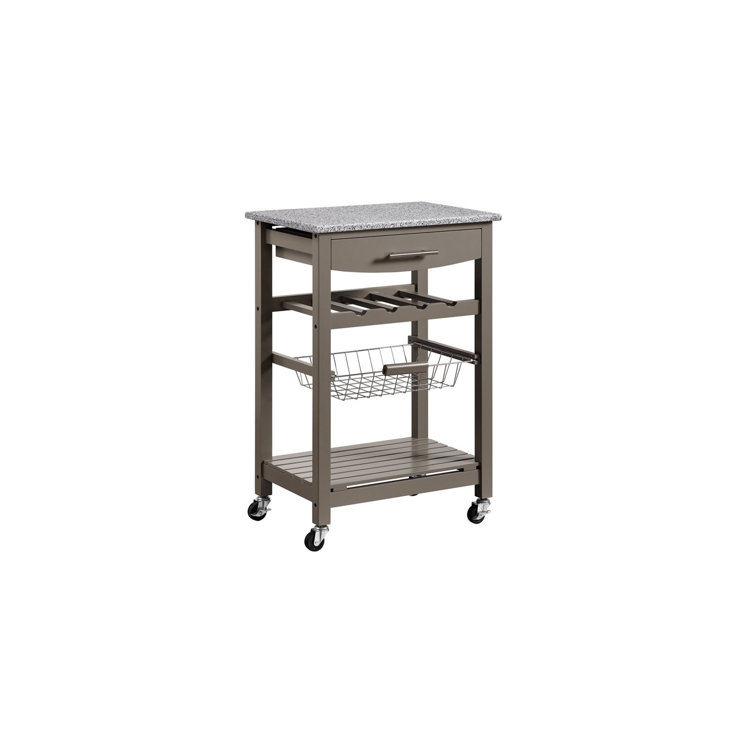 Linon Natalie Wood Granite Top Kitchen Island in Gray