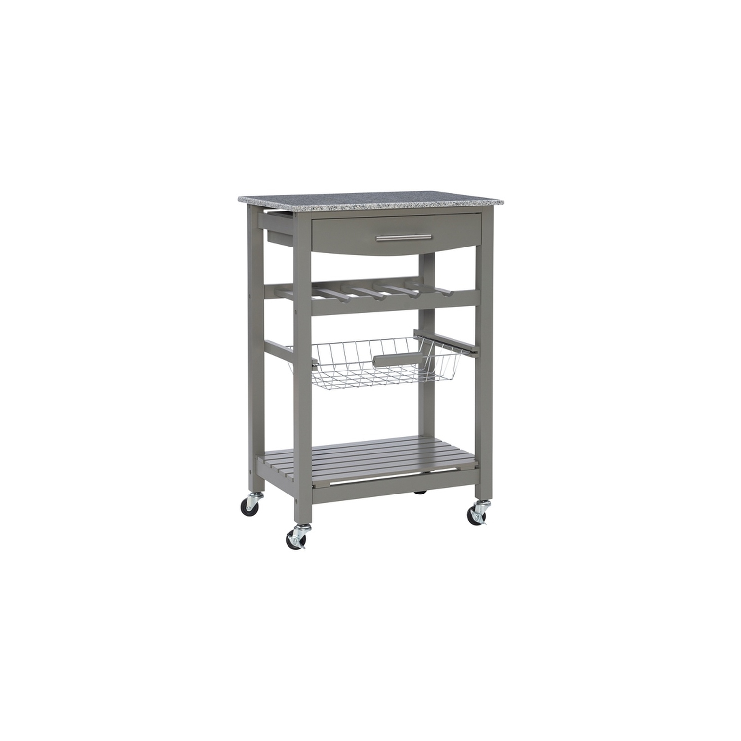 Linon Natalie Wood Granite Top Kitchen Island in Gray