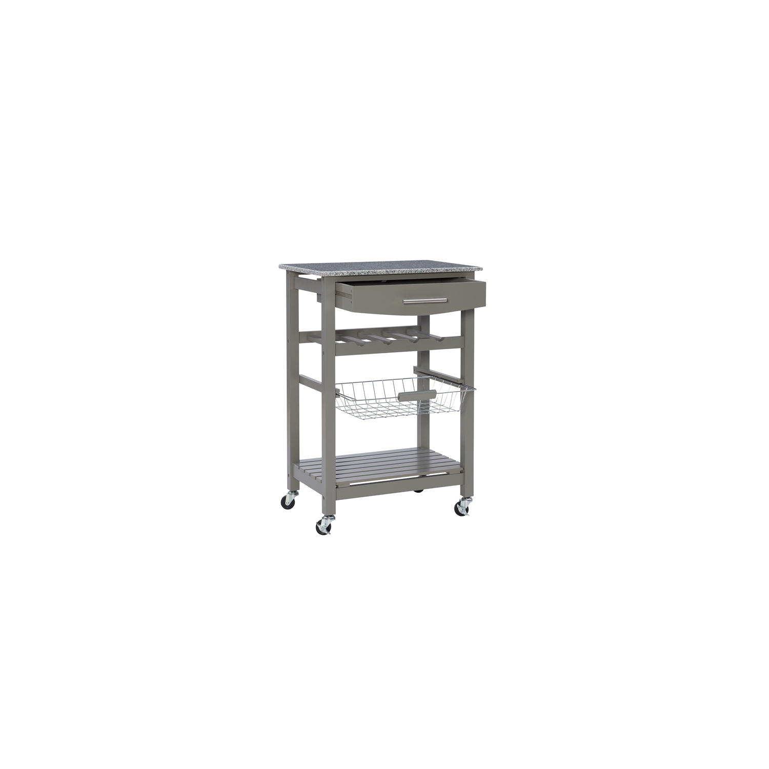 Linon Natalie Wood Granite Top Kitchen Island in Gray